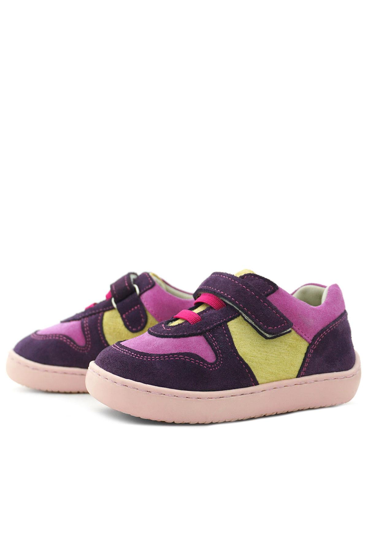 Rakerplus Bob Hakiki Deri Mor Pembe Barefoot Cırtlı Lastikli Bebek Sneaker Ayakkabı R840-MOPSA.25