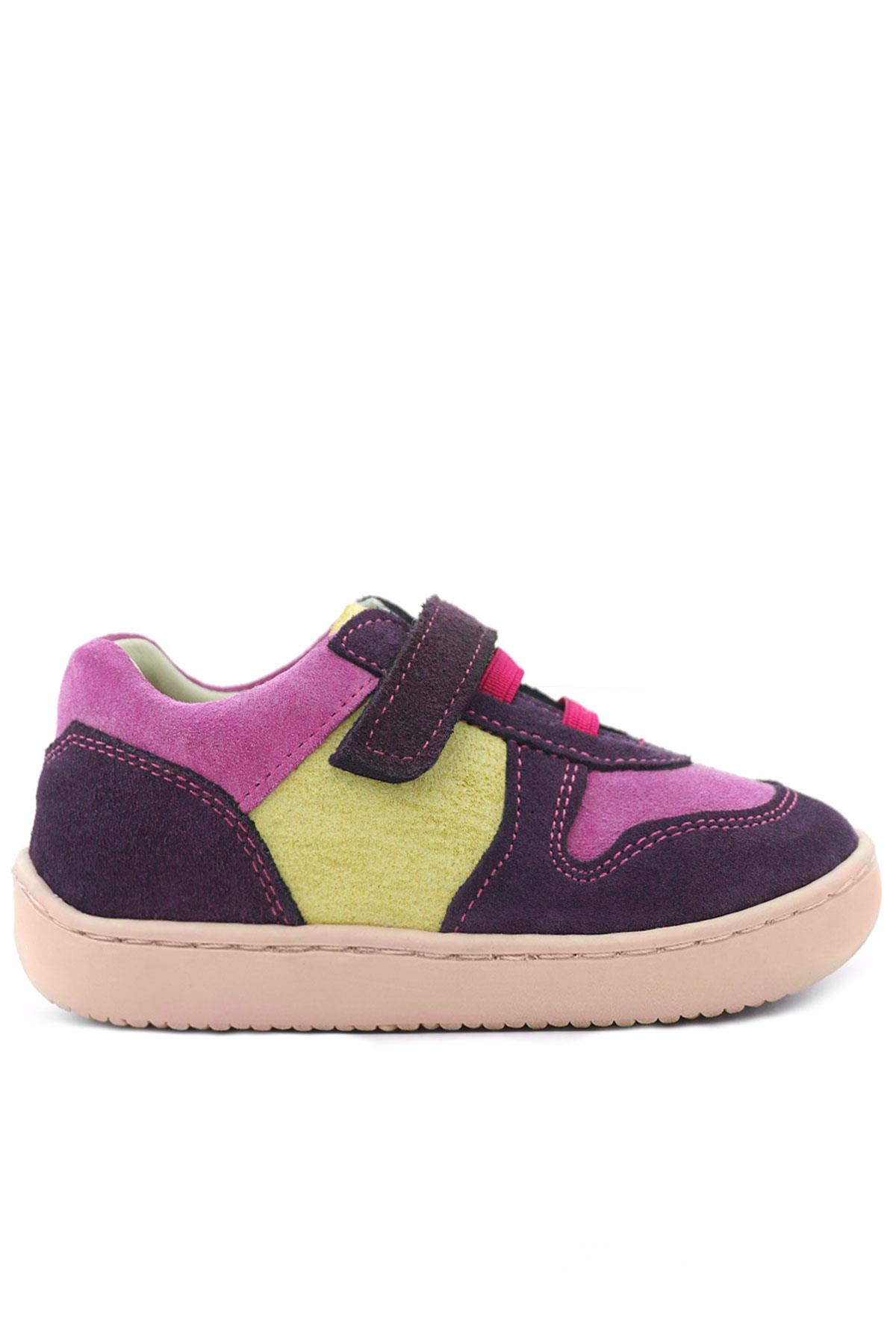 Rakerplus Bob Hakiki Deri Mor Pembe Barefoot Cırtlı Lastikli Bebek Sneaker Ayakkabı R840-MOPSA.25
