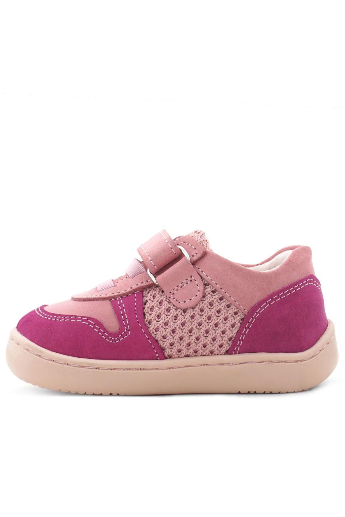 Rakerplus Bob Hakiki Deri Pembe Barefoot Cırtlı Lastikli Bebek Sneaker Ayakkabı R840-PP.25