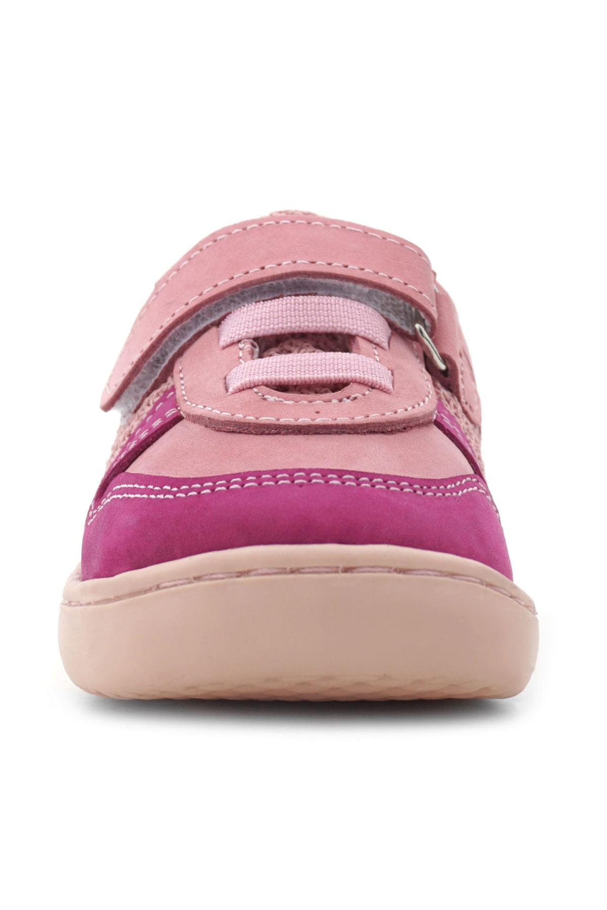 Rakerplus Bob Hakiki Deri Pembe Barefoot Cırtlı Lastikli Bebek Sneaker Ayakkabı R840-PP.25