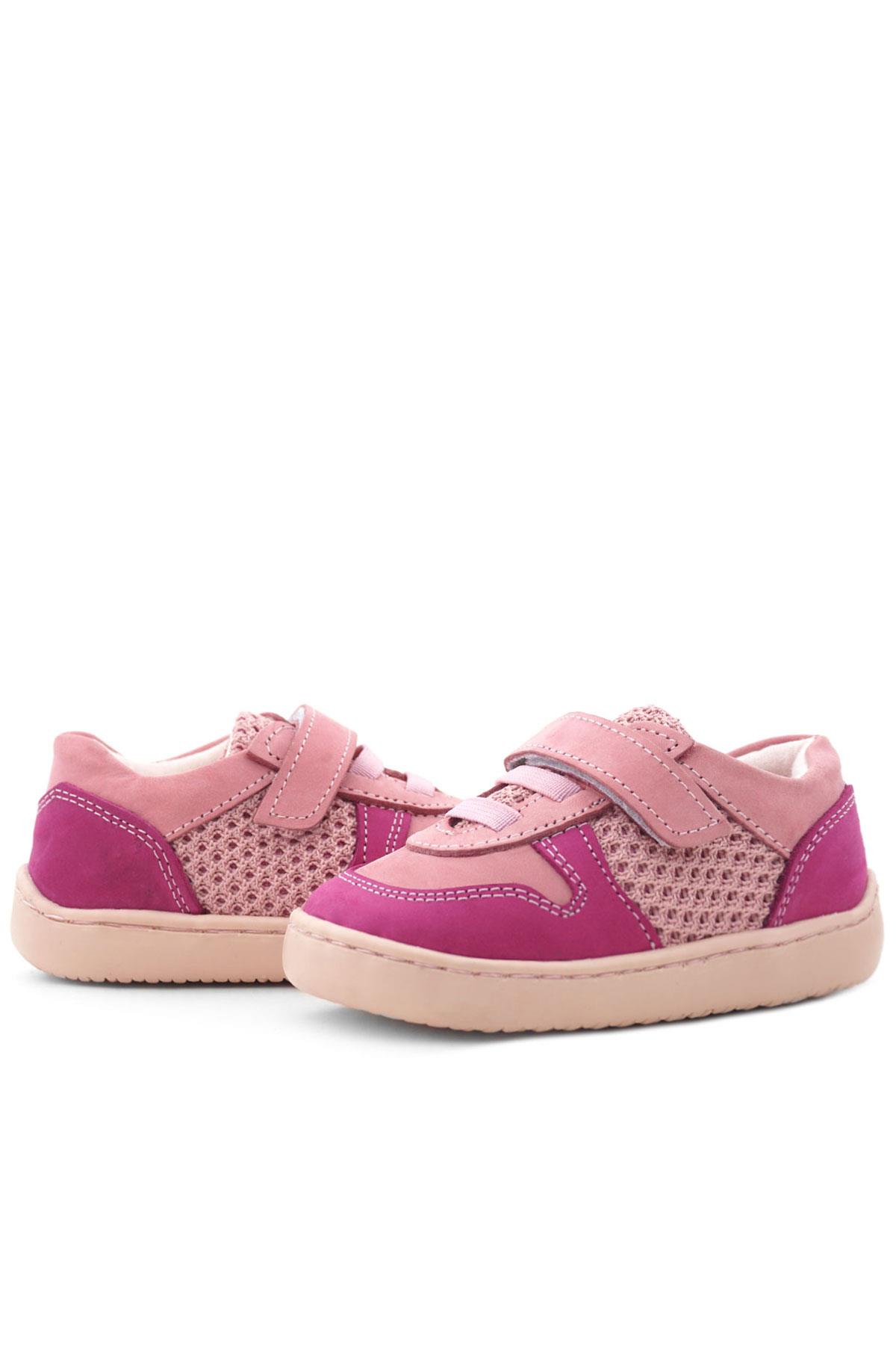 Rakerplus Bob Hakiki Deri Pembe Barefoot Cırtlı Lastikli Bebek Sneaker Ayakkabı R840-PP.25