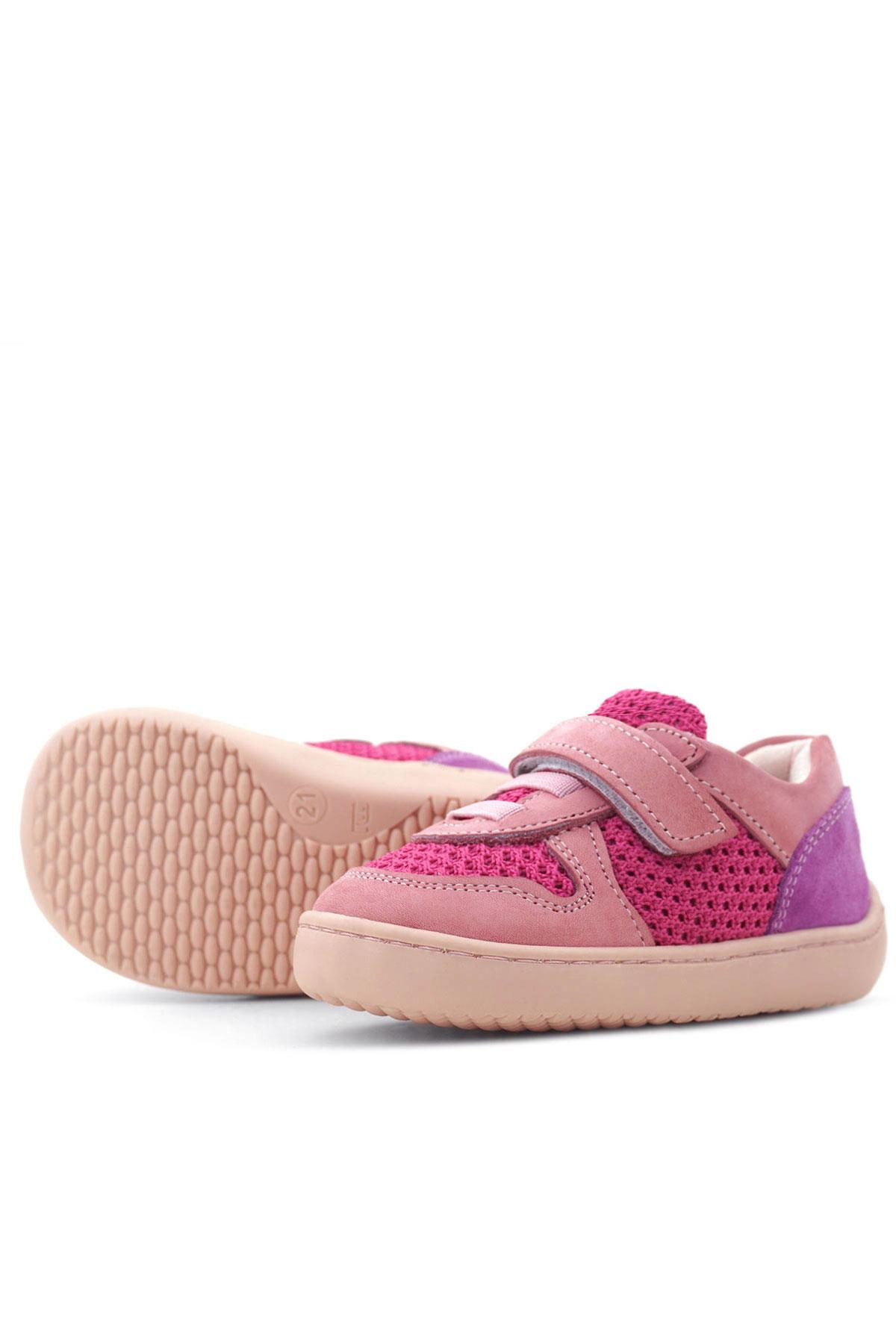 Rakerplus Bob Hakiki Deri Pembe Mor Barefoot Cırtlı Lastikli Bebek Sneaker Ayakkabı R840-PMO.25
