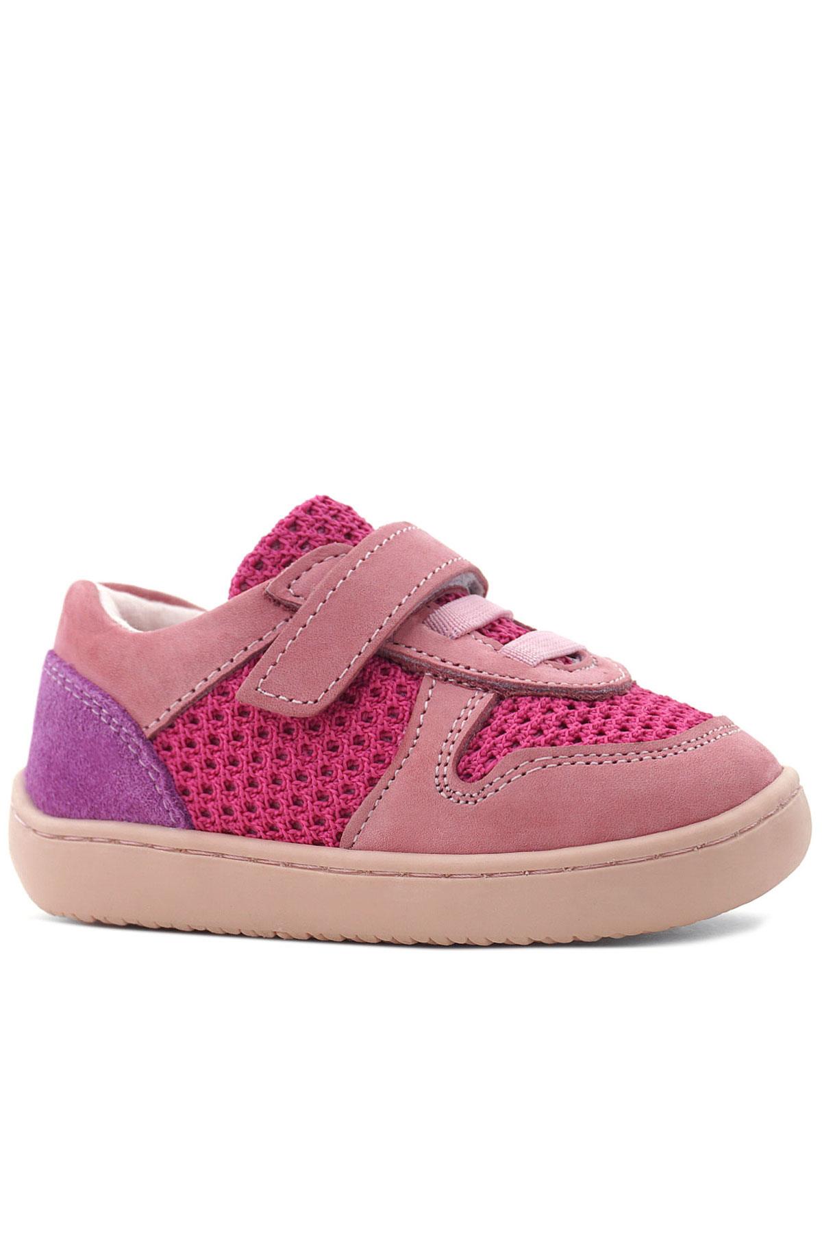 Rakerplus Bob Hakiki Deri Pembe Mor Barefoot Cırtlı Lastikli Bebek Sneaker Ayakkabı R840-PMO.25