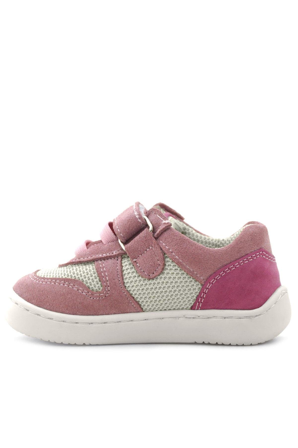 Rakerplus Bob Hakiki Deri Pudra Pembe Barefoot Cırtlı Lastikli Bebek Sneaker Ayakkabı R840-PUP.25