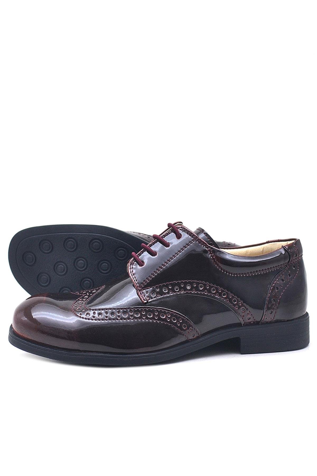 Rakerplus Bordo Rugan Bağcıklı Klasik Erkek Çocuk Ayakkabı 3060-BAR-B.26