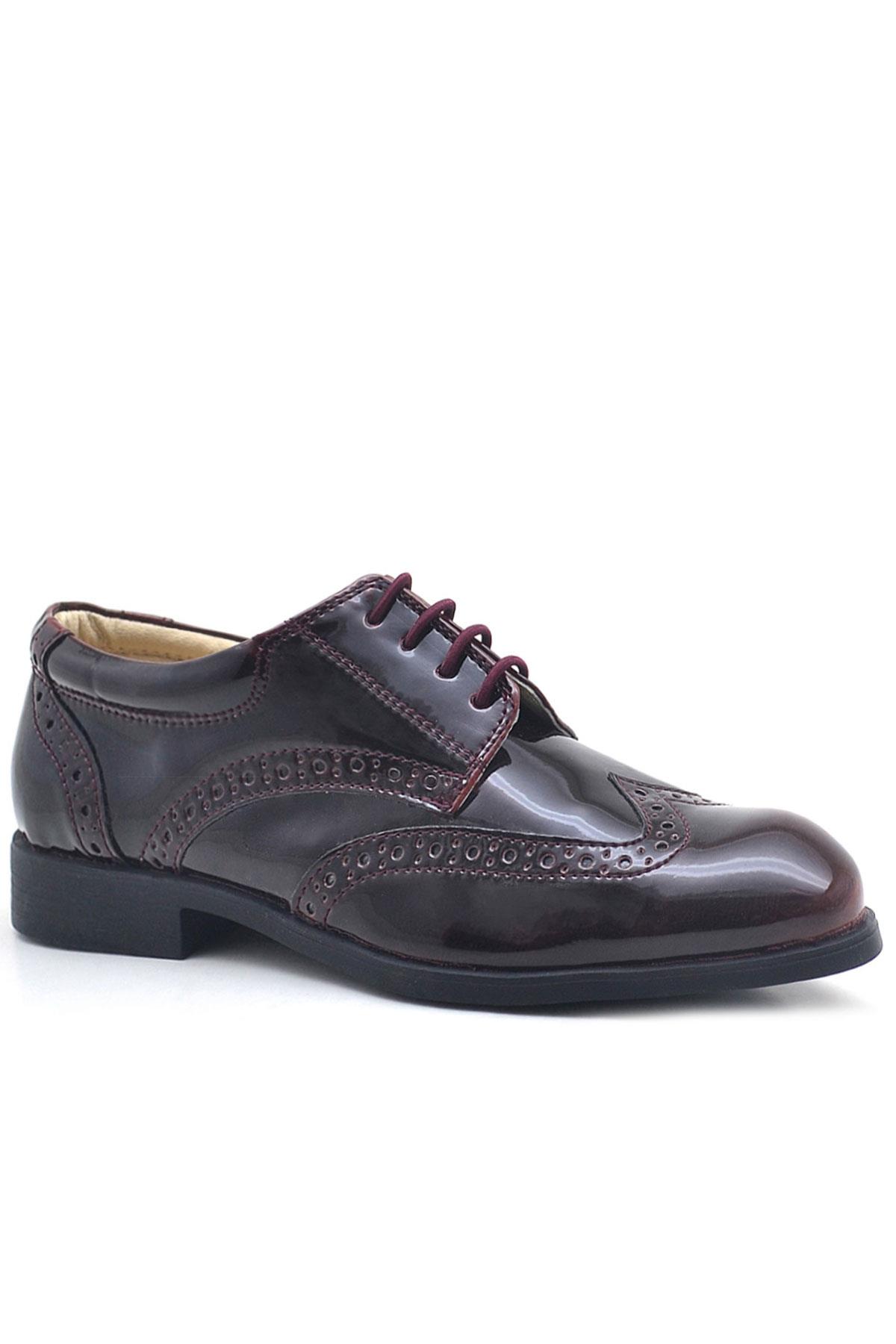Rakerplus Bordo Rugan Bağcıklı Klasik Erkek Çocuk Ayakkabı 3060-BAR-B.26