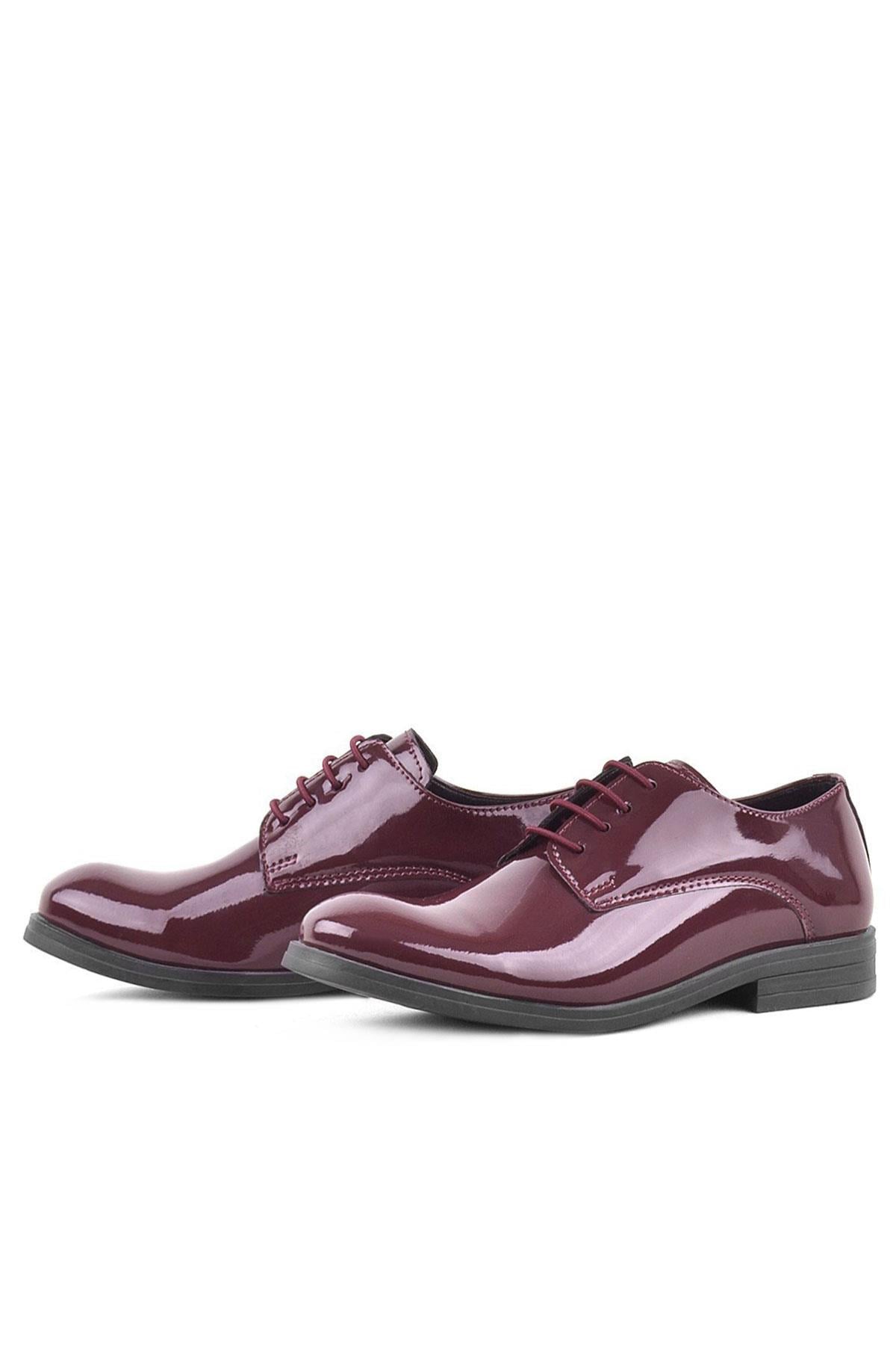 Rakerplus Claret Red Pattent Leather Lace up Oxford Kids Shoes 3020-BORR-B.36