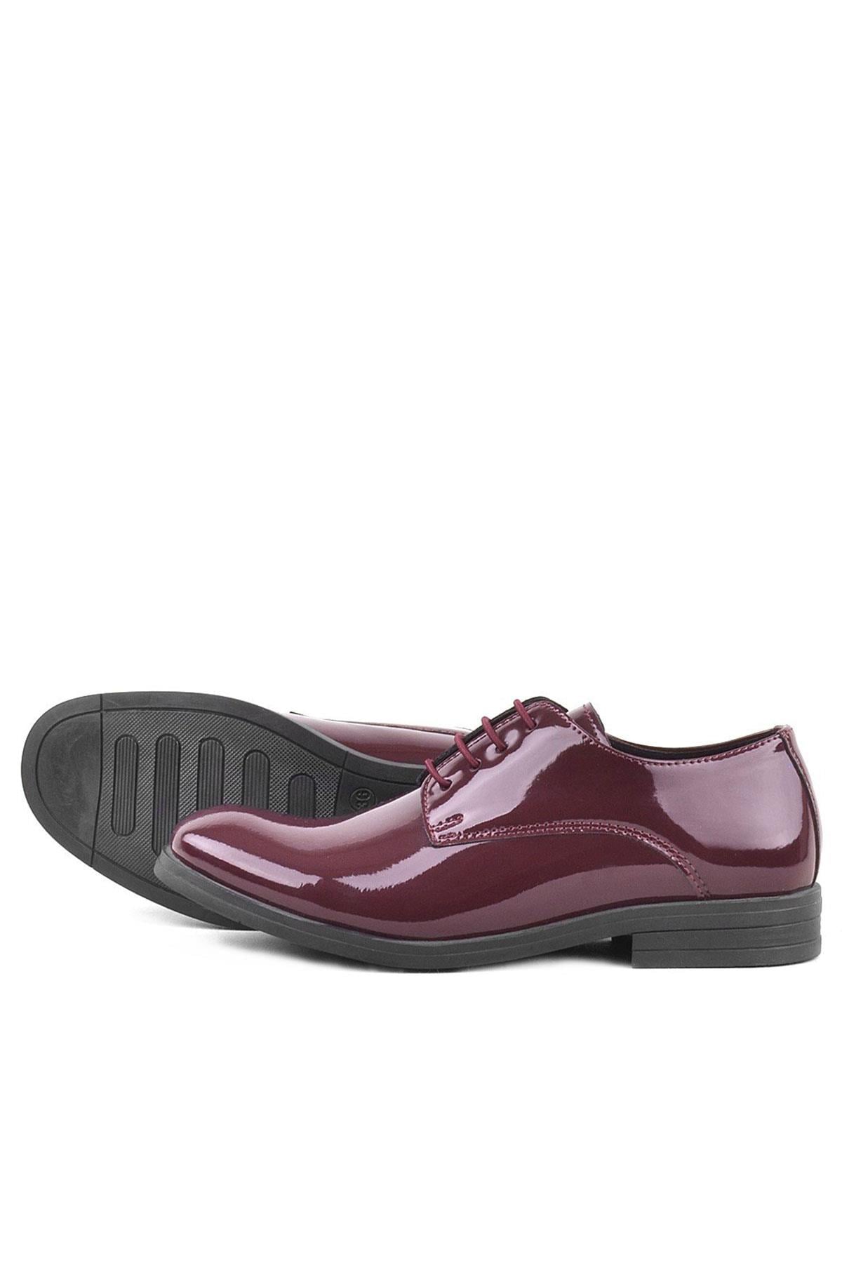 Rakerplus Claret Red Pattent Leather Lace up Oxford Kids Shoes 3020-BORR-B.36