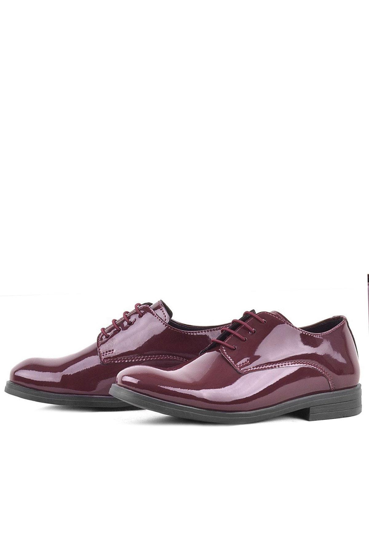 Rakerplus Bordo Rugan Bağcıklı Oxford Çocuk Okul Ayakkabısı 3020-BORR-B.26