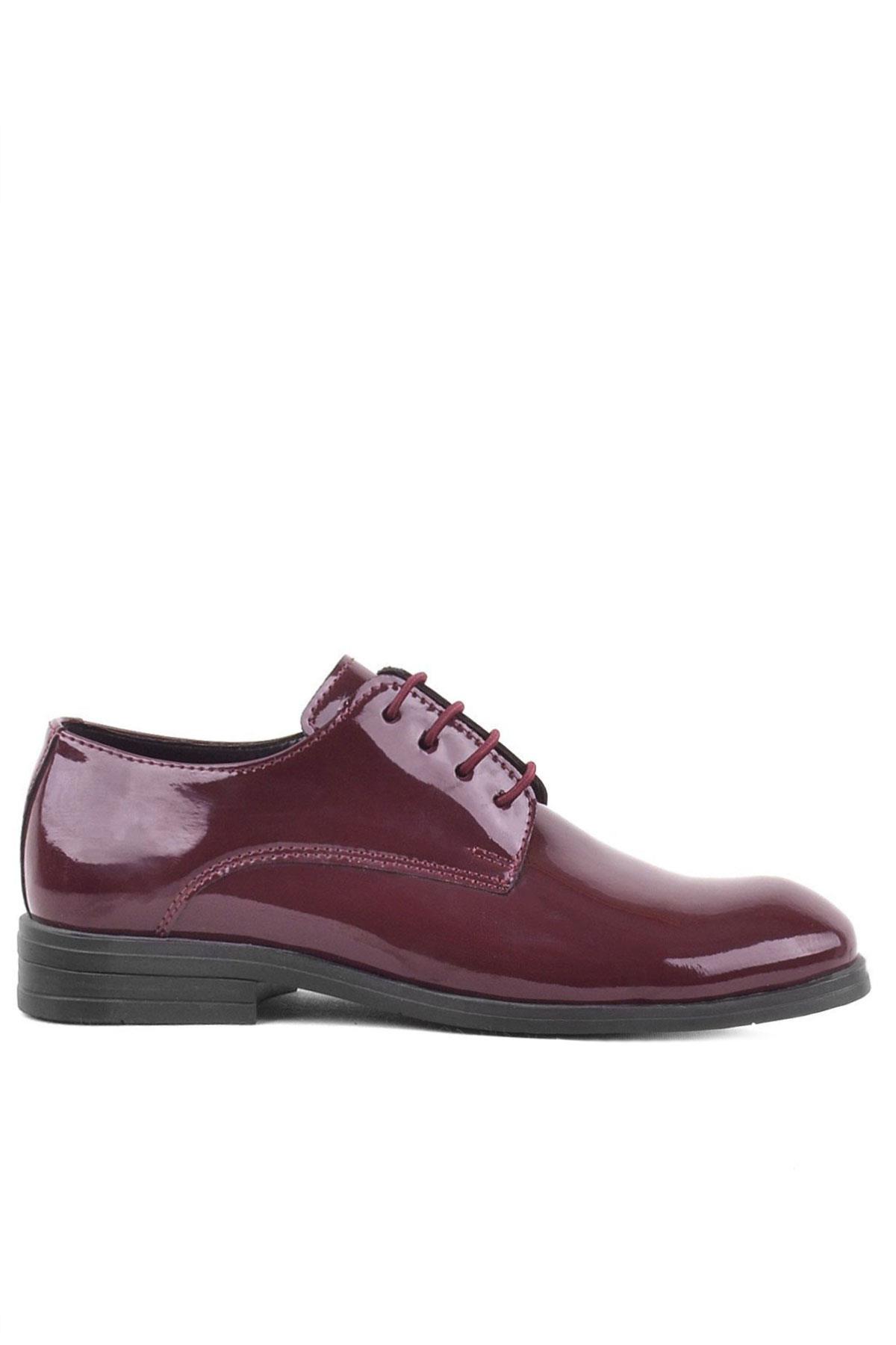 Rakerplus Claret Red Pattent Leather Lace up Oxford Kids Shoes 3020-BORR-B.36