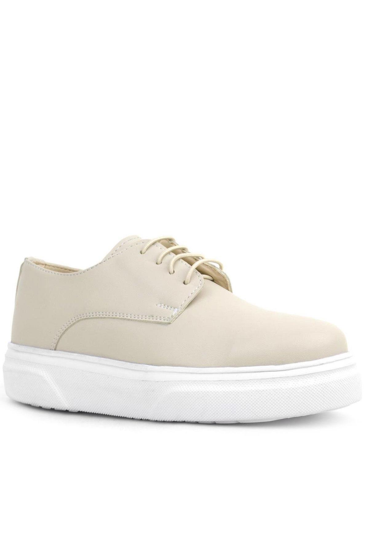 Rakerplus Derby Krem Cilt Yüksek Taban Çocuk Klasik Ayakkabı 3024-KRC-B.26