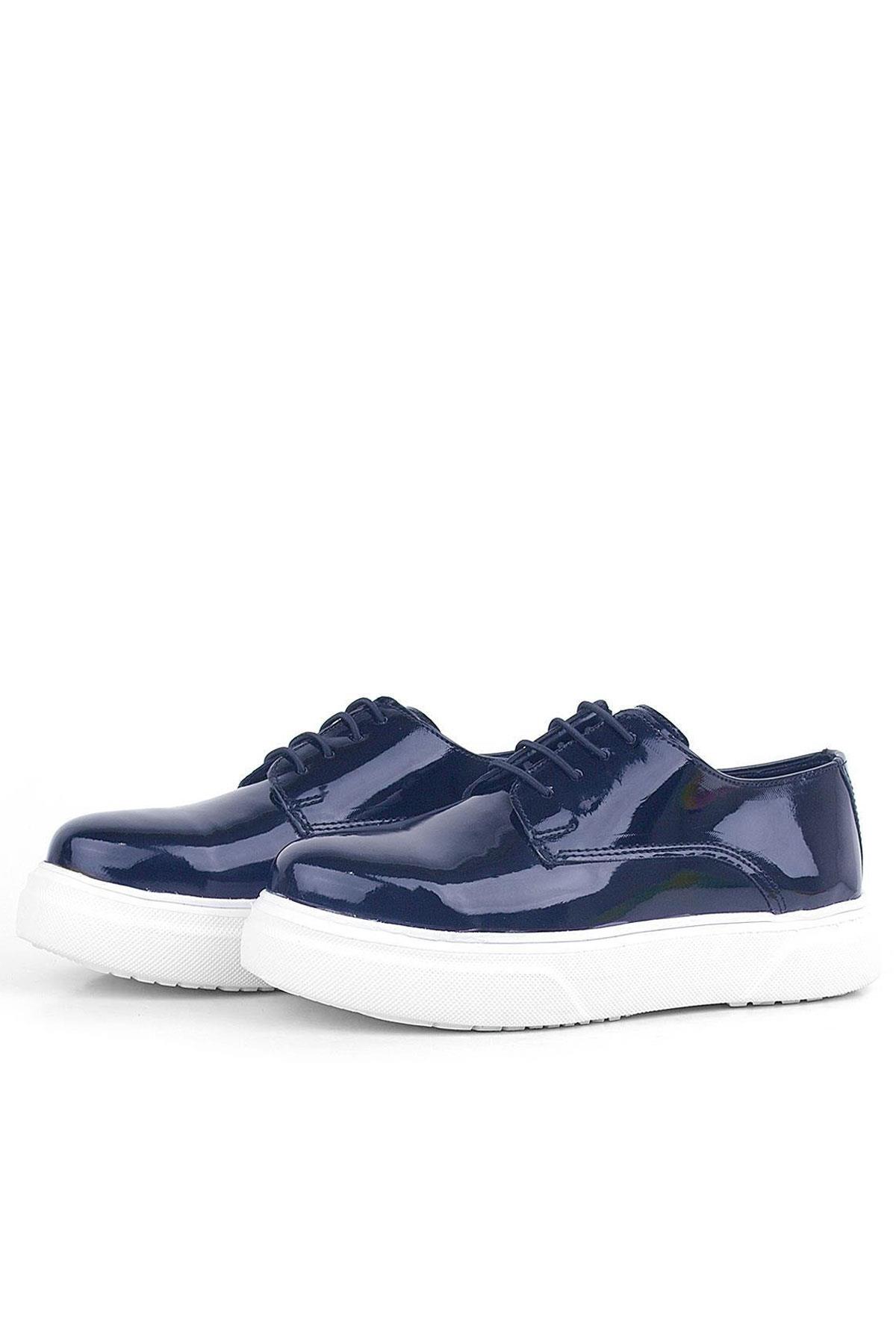 Rakerplus Derby Navy Blue Patient Leather White Sole Kids Classic Shoes 3024-LR-B.26