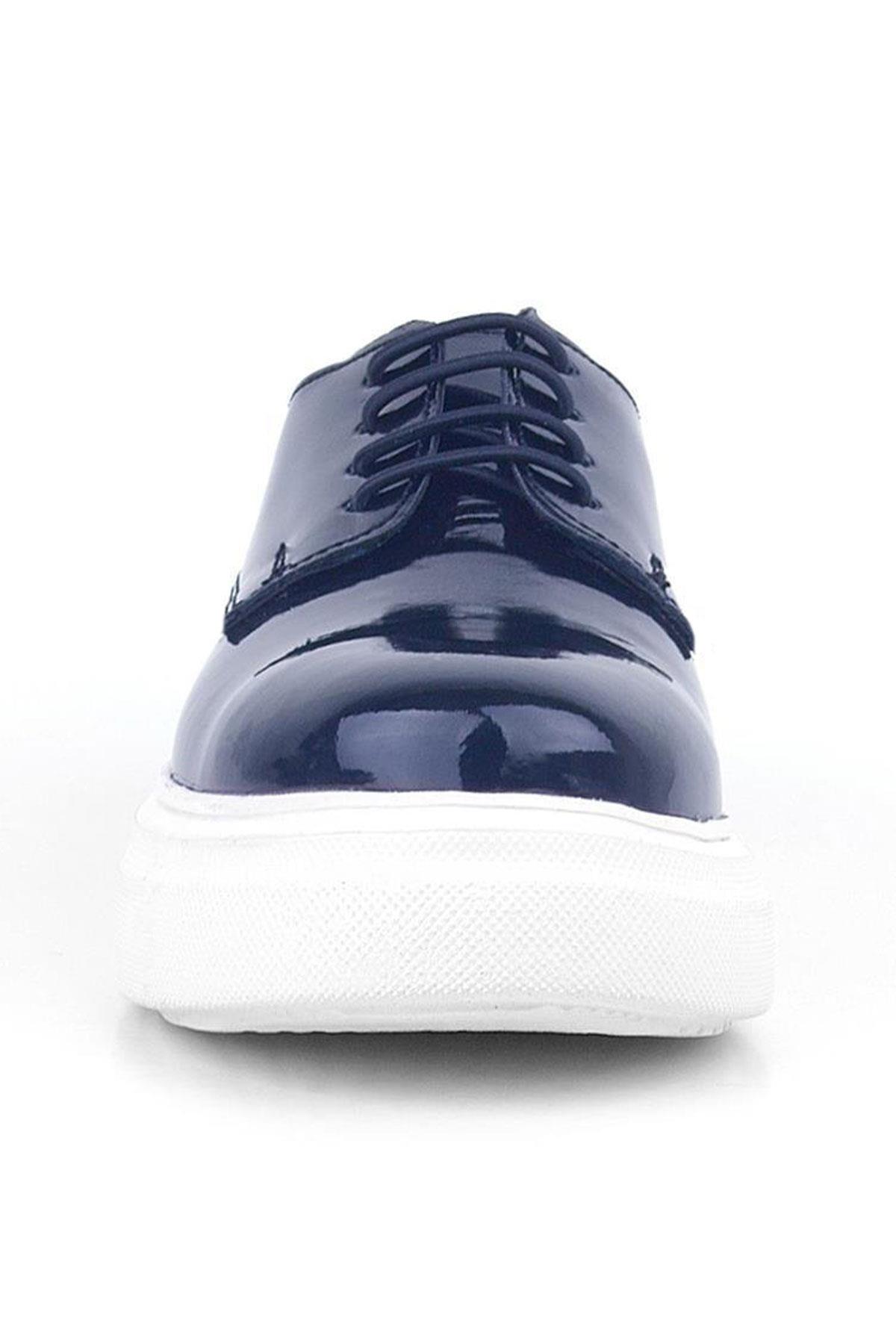 Rakerplus Derby Navy Blue Patient Leather White Sole Kids Classic Shoes 3024-LR-B.26