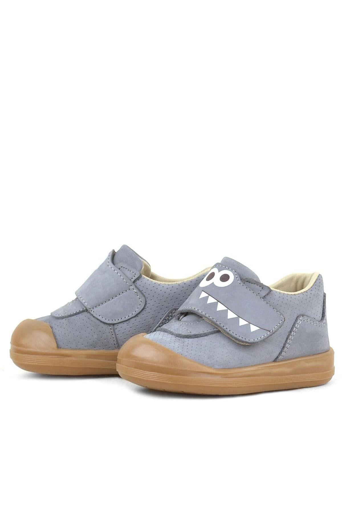 Rakerplus Dino Genuine Leather Gray High Ankle Baby Shoes R402-GR.19