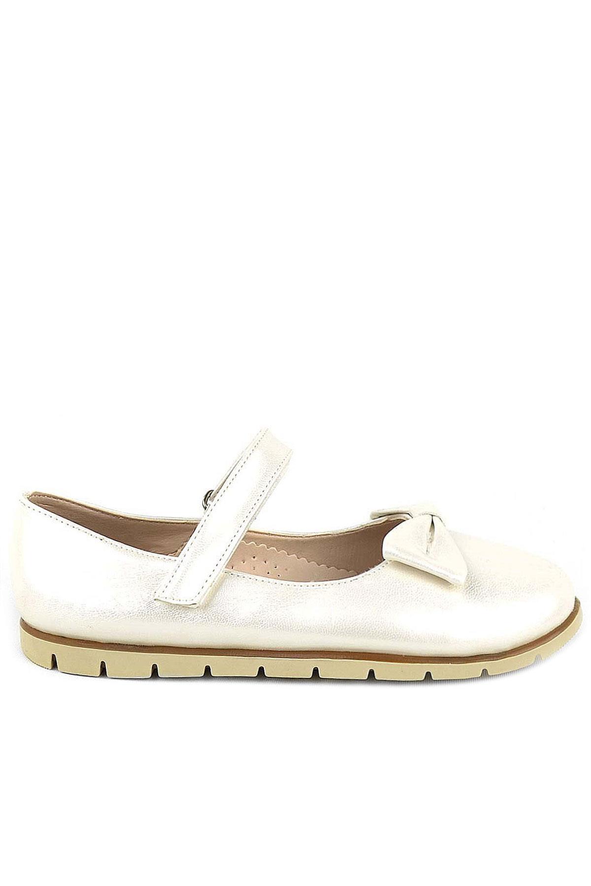 Rakerplus Ekru Rugan Fiyonklu Cırtlı Kız Çocuk Babet 101-SE.25