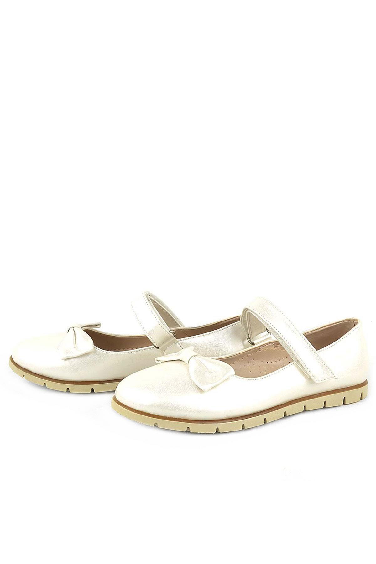 Rakerplus Ekru Rugan Fiyonklu Cırtlı Kız Çocuk Babet 101-SE.25