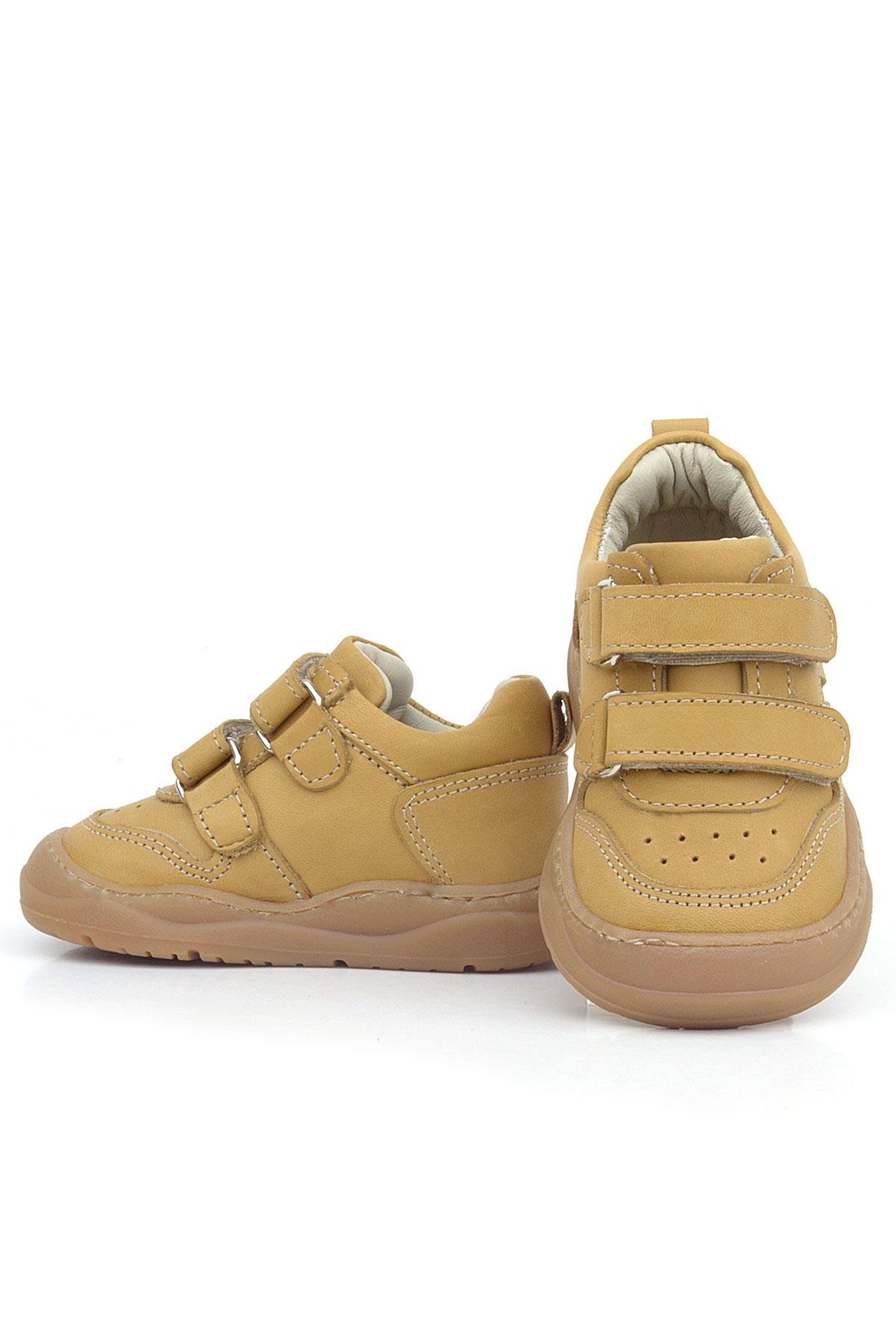 Rakerplus Schaggy Genuine Leather Brown Velcro Baby Sneakers