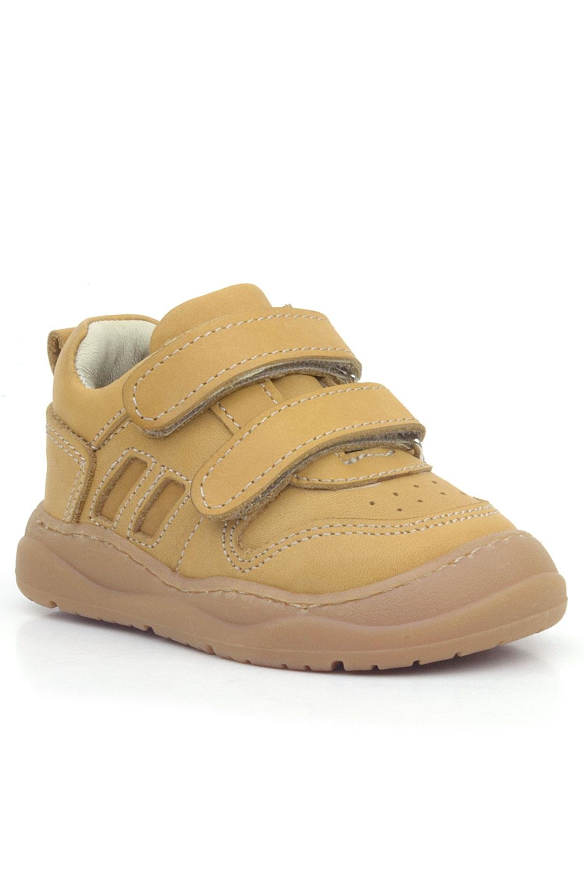 Rakerplus Schaggy Genuine Leather Brown Velcro Baby Sneakers