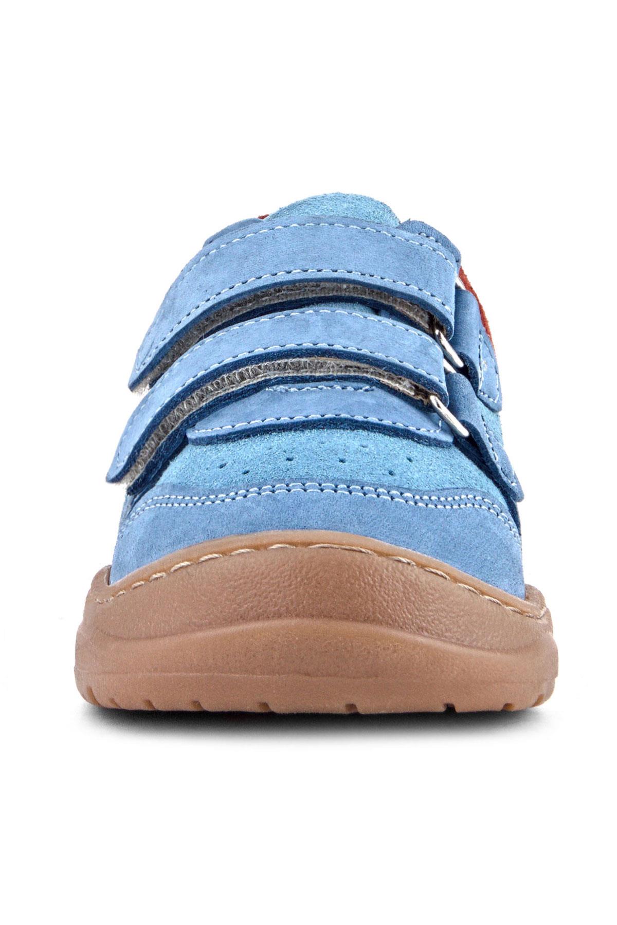 Rakerplus Schaggy Hakiki Deri Mavi Bordo Cırtlı Bebek Spor Ayakkabı