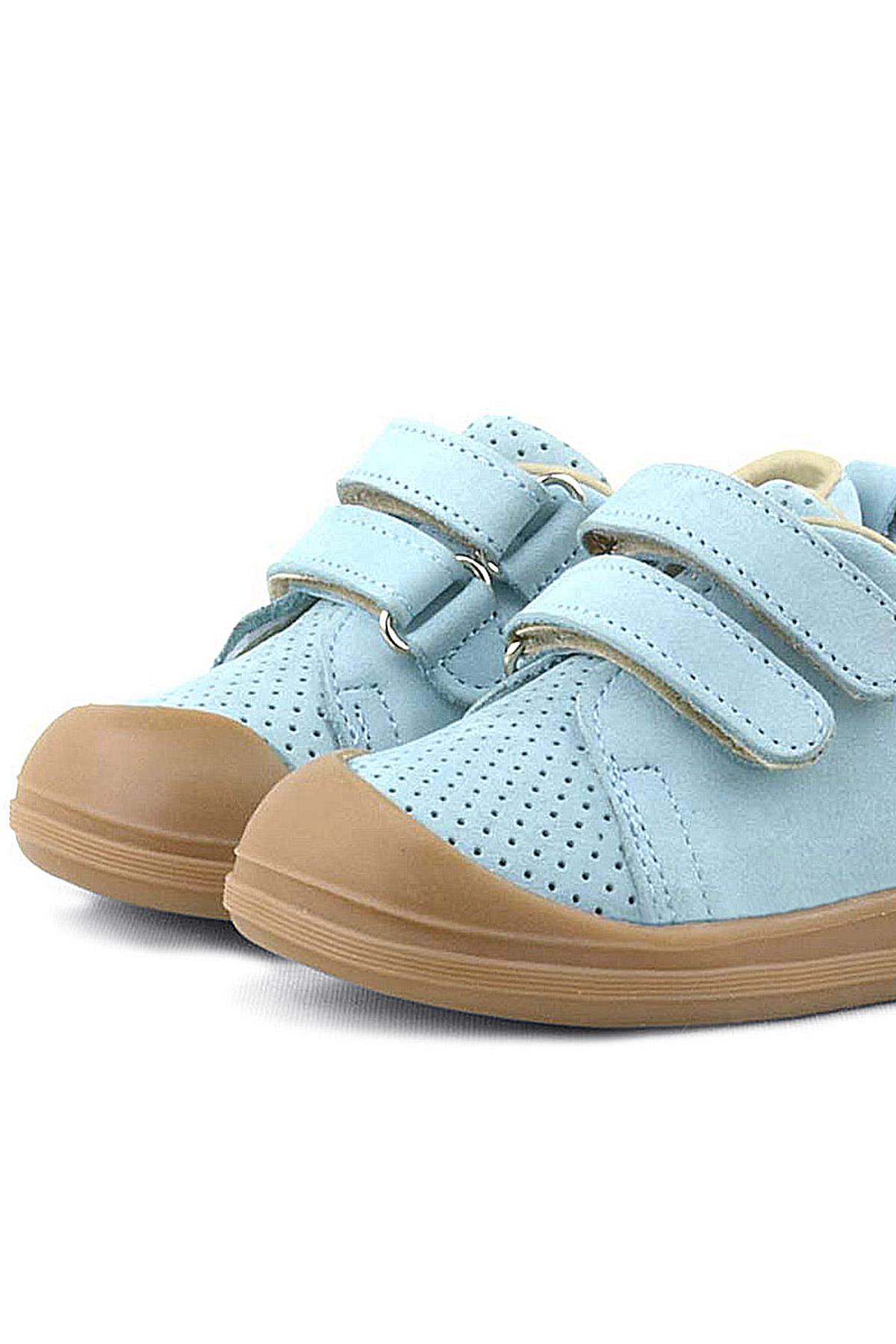 Rakerplus Sonic Hakiki Deri Mavi Cırtlı Anatomik Bebek Spor Ayakkabı Sneaker