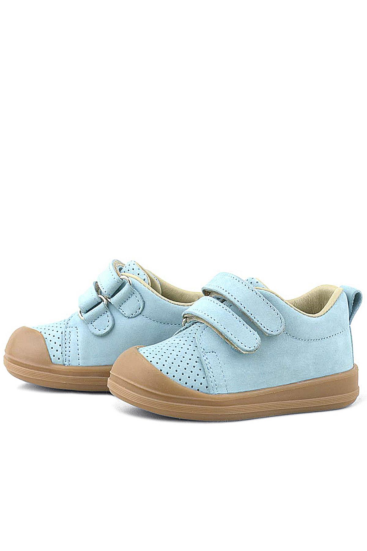 Rakerplus Sonic Hakiki Deri Mavi Cırtlı Anatomik Bebek Spor Ayakkabı Sneaker