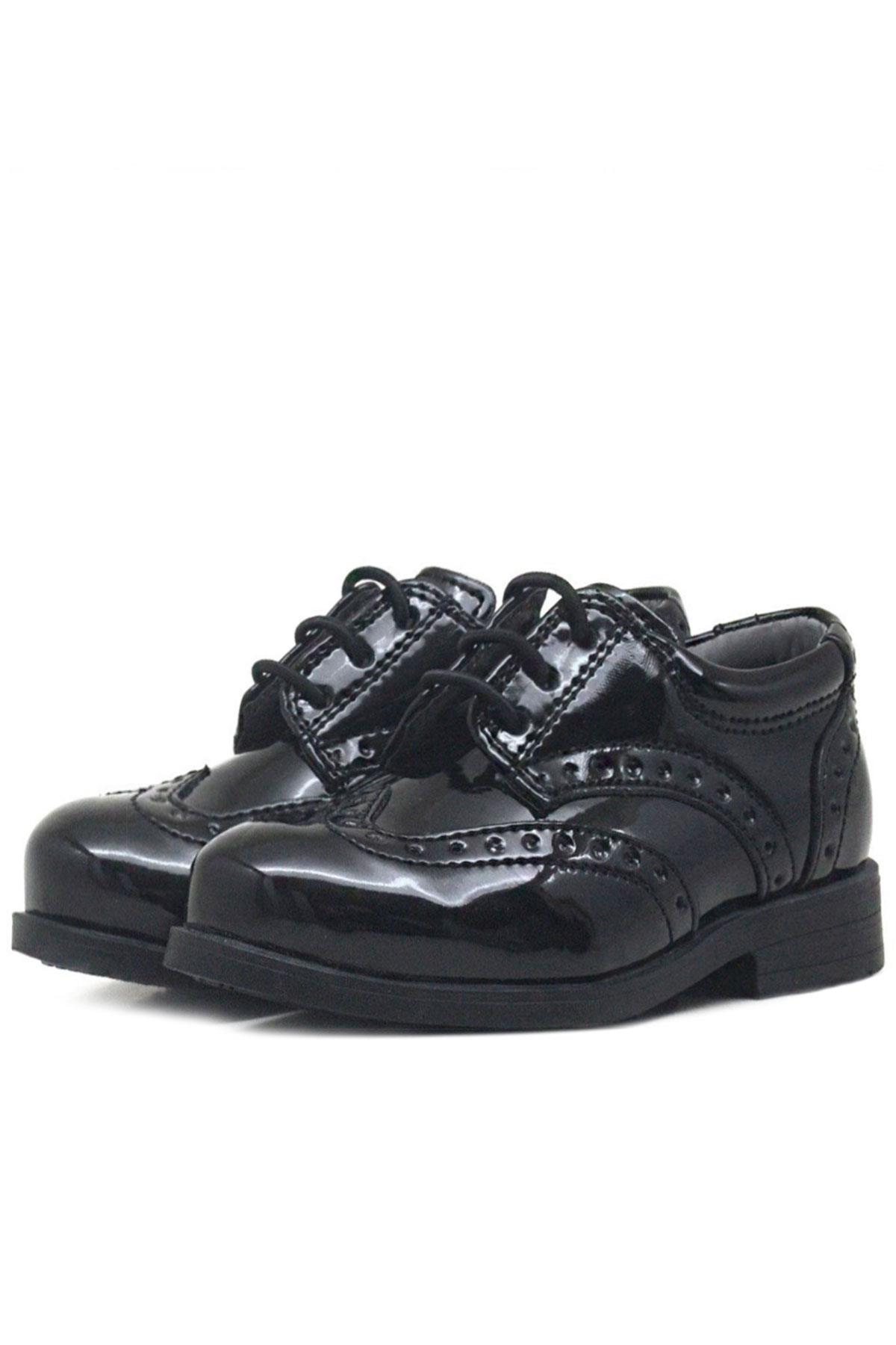 Rakerplus Titan Black Patent Leather Flat Classic Baby Boy Shoes