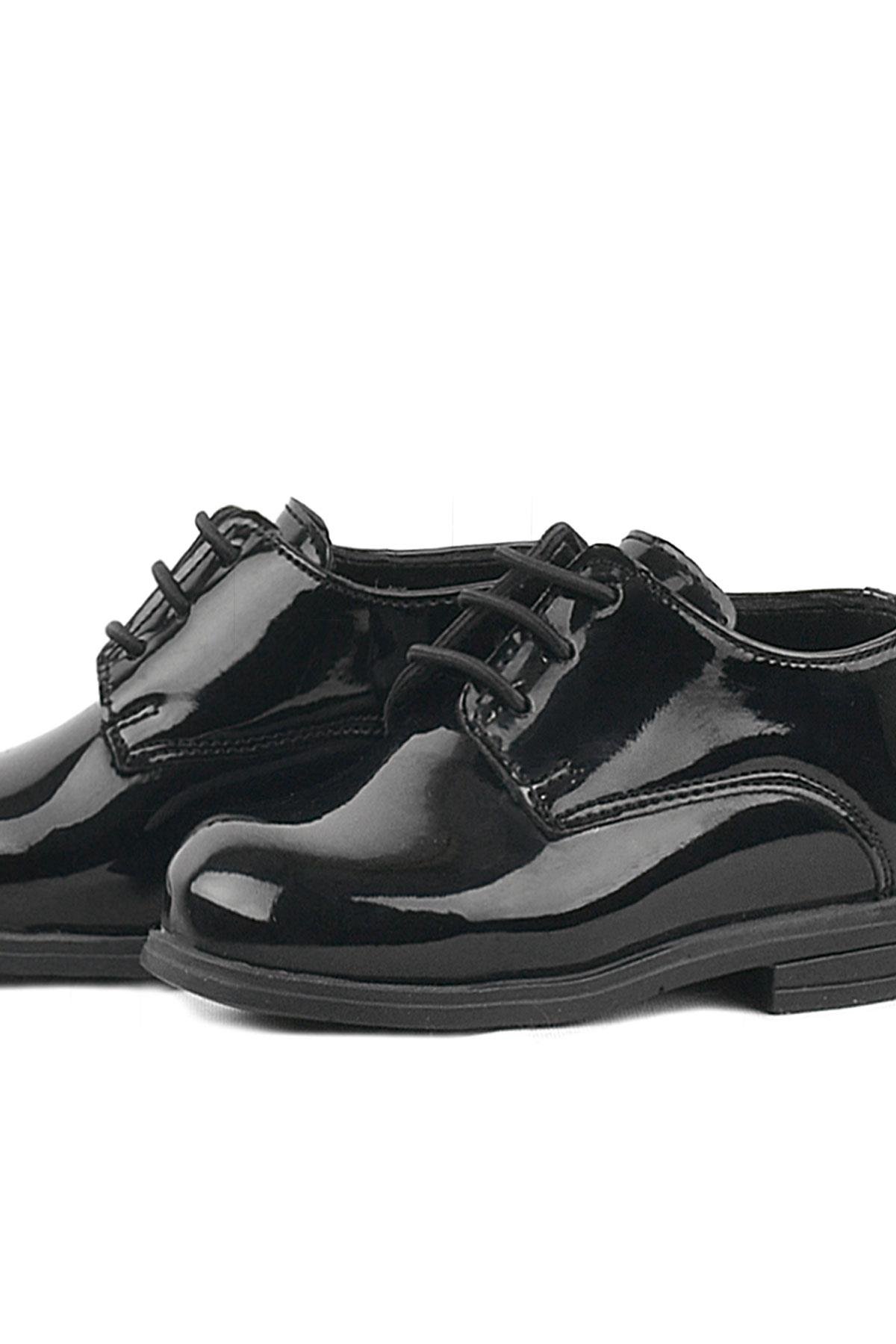 Rakerplus Siyah Rugan Bağcıklı Oxford Çocuk Okul Ayakkabısı
