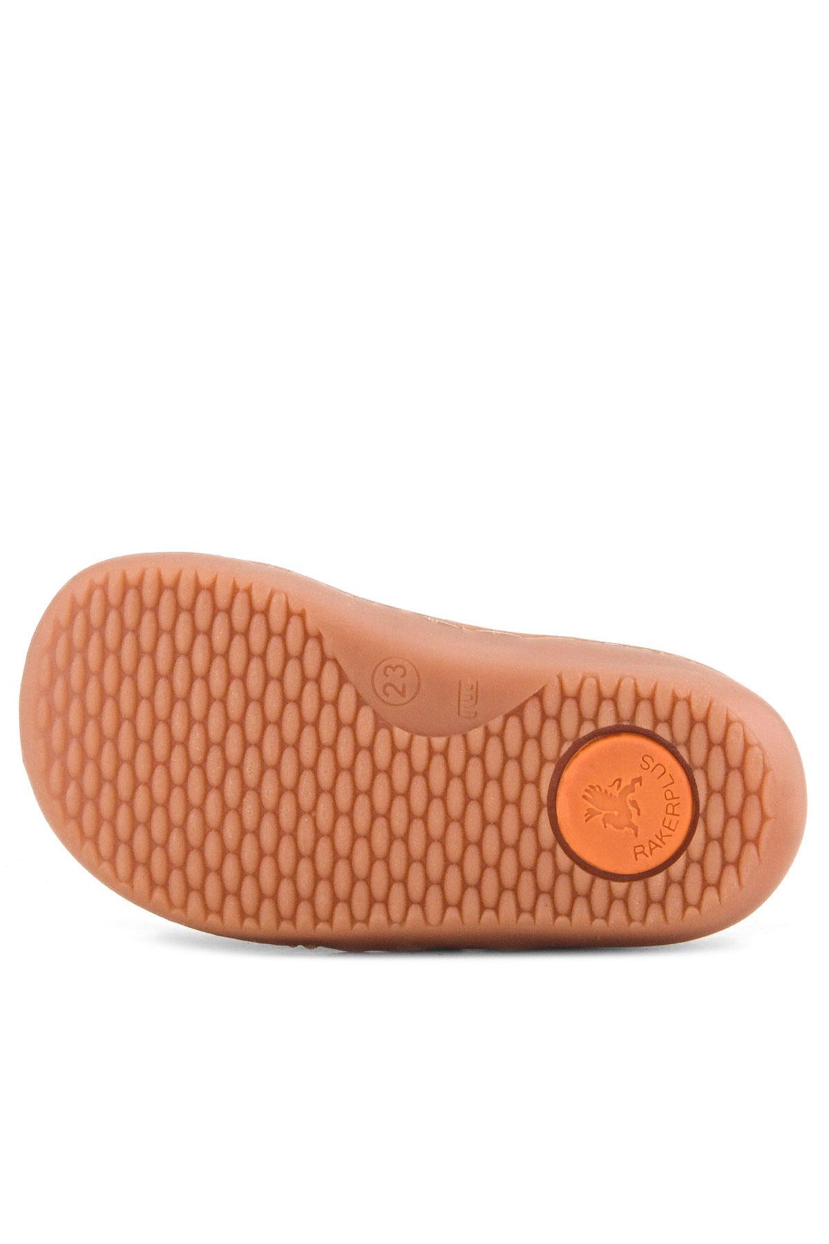 Rakerplus Bob Hakiki Deri Haki Yeşil Barefoot Cırtlı Lastikli Bebek Sneaker Ayakkabı