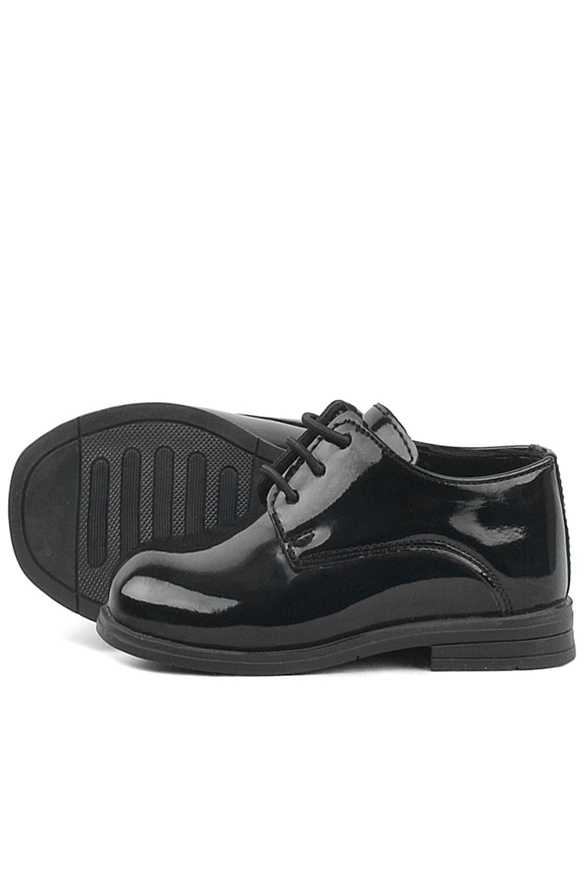 Rakerplus Siyah Rugan Bağcıklı Oxford Çocuk Okul Ayakkabısı