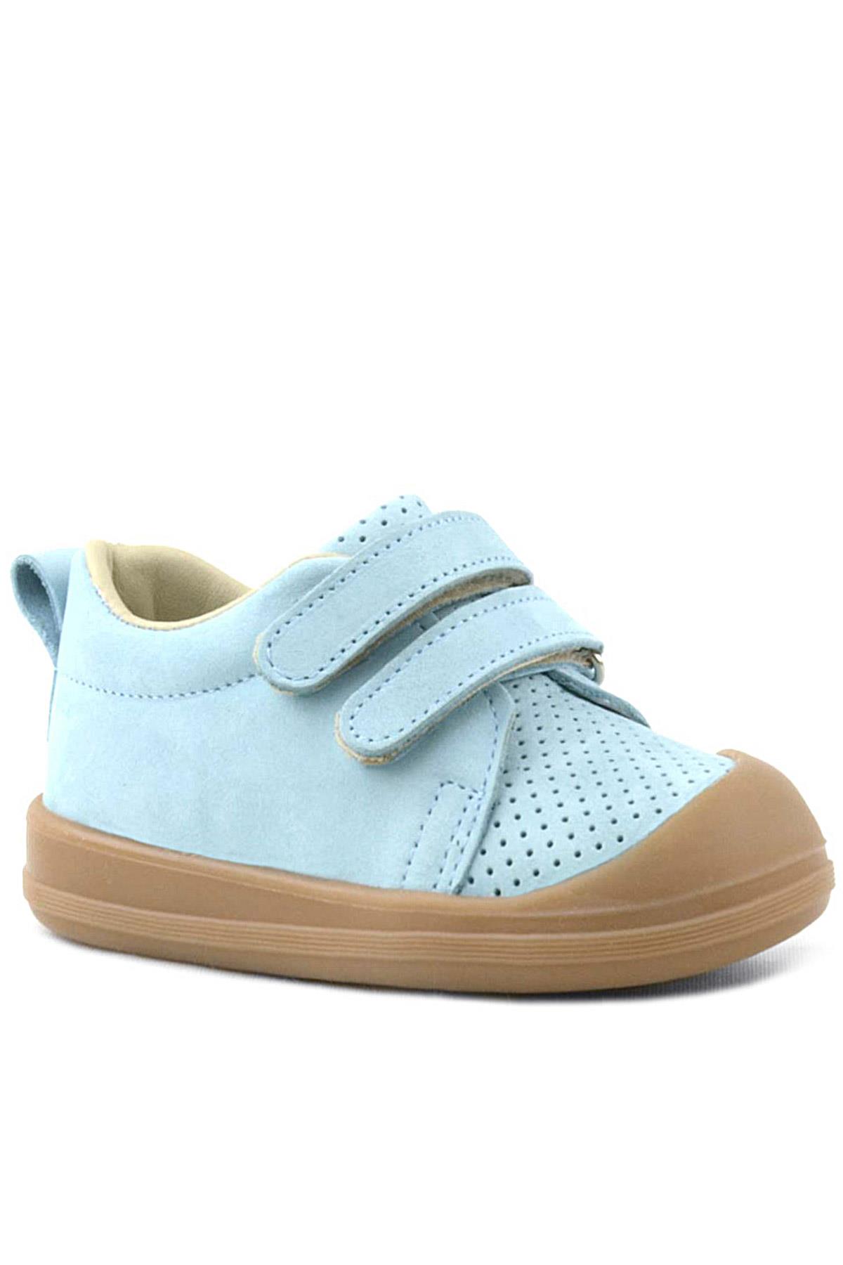Rakerplus Sonic Hakiki Deri Mavi Cırtlı Anatomik Bebek Spor Ayakkabı Sneaker