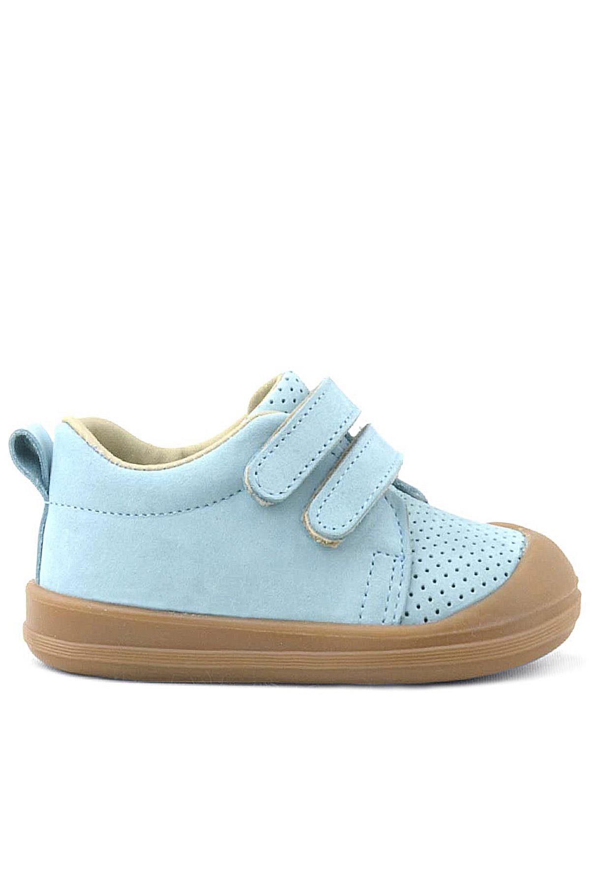 Rakerplus Sonic Hakiki Deri Mavi Cırtlı Anatomik Bebek Spor Ayakkabı Sneaker