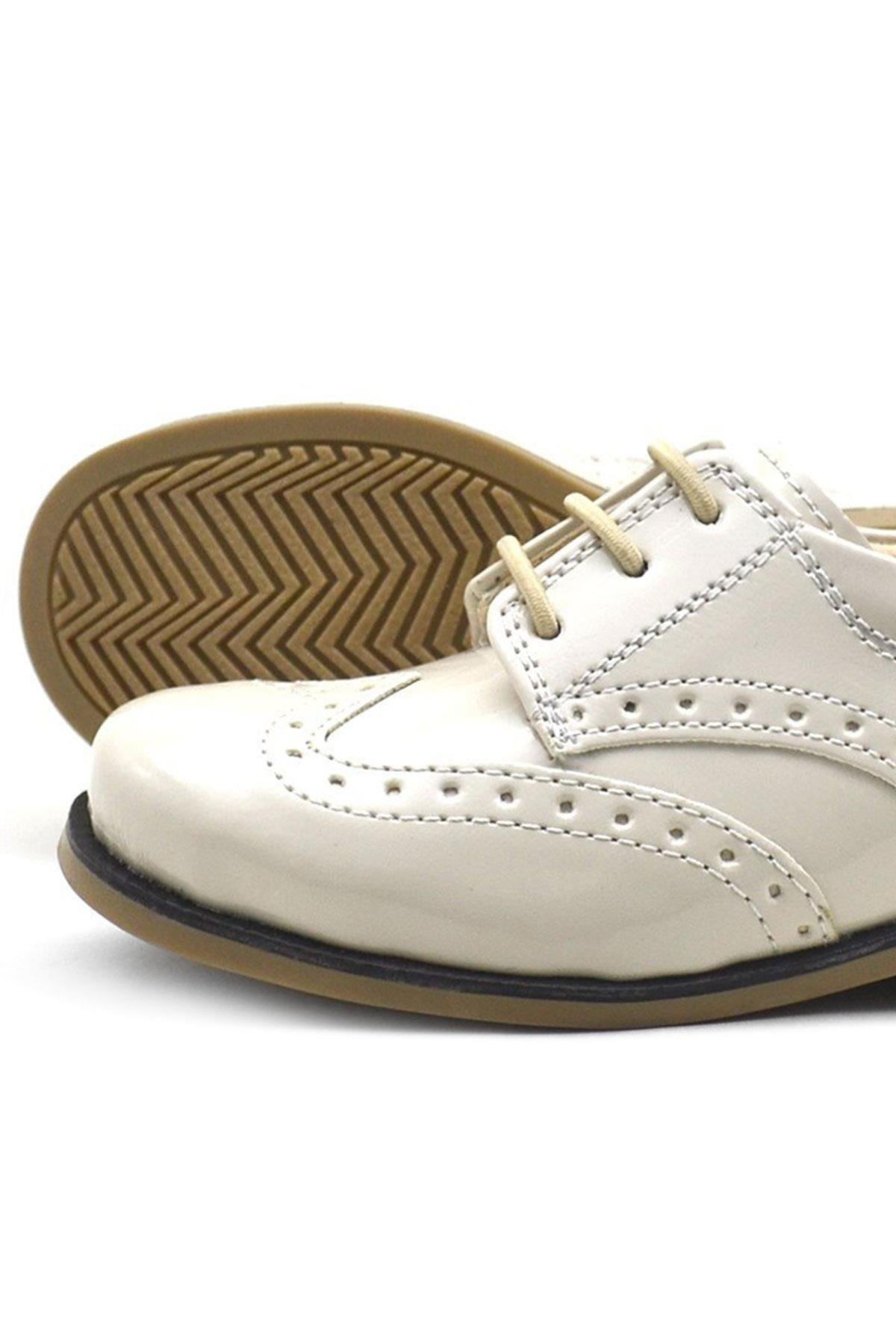 Rakerplus Bej Rugan Bağcıklı Klasik Erkek Çocuk Ayakkabı