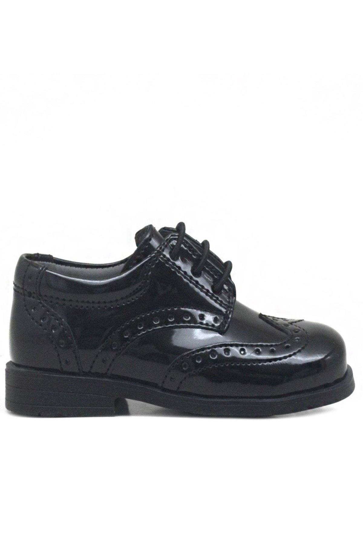 Rakerplus Titan Black Patent Leather Flat Classic Baby Boy Shoes