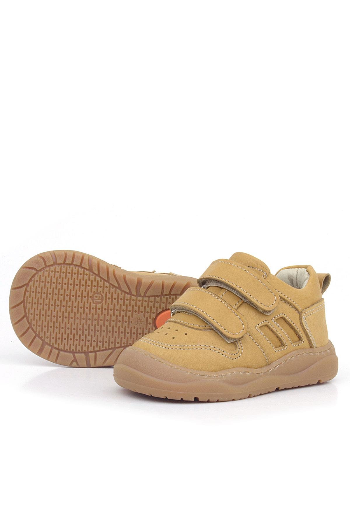 Rakerplus Schaggy Genuine Leather Brown Velcro Baby Sneakers