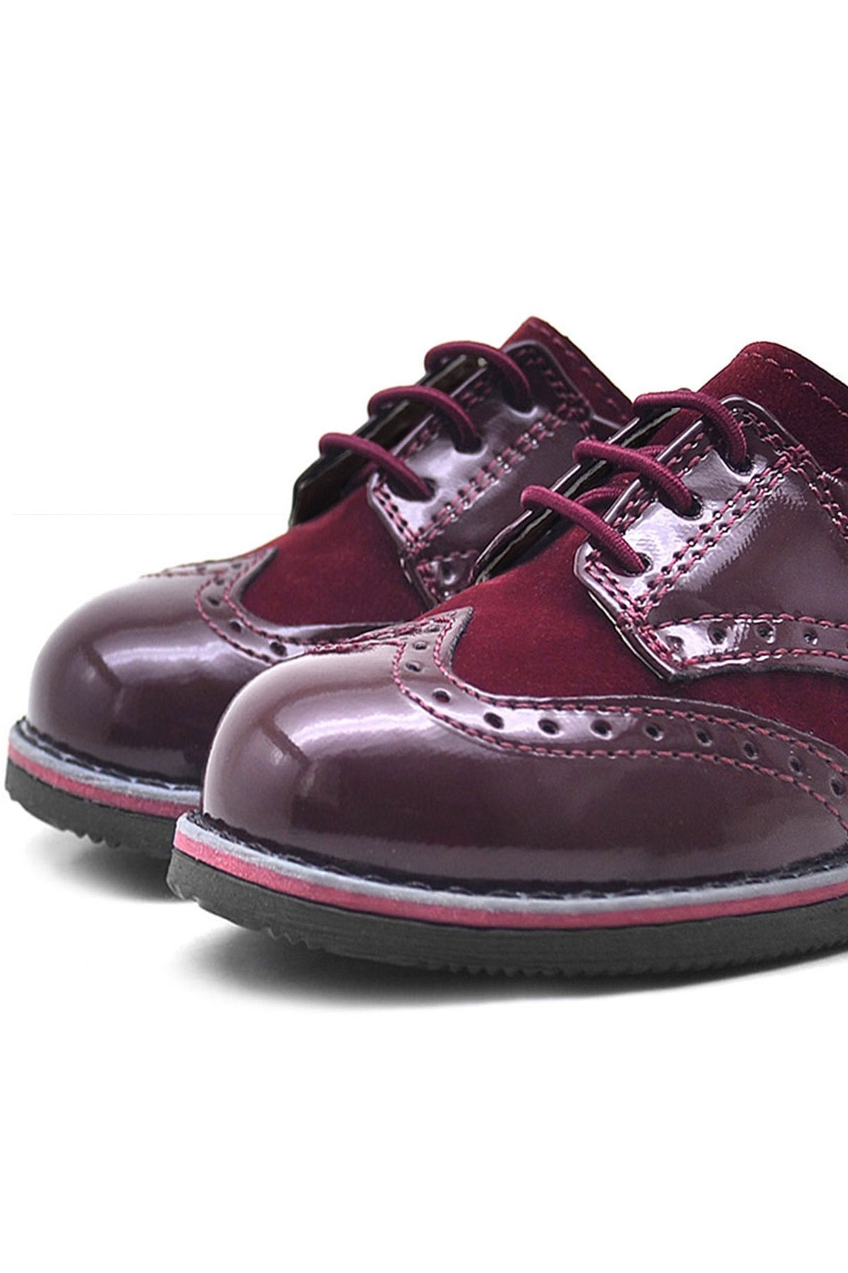 Rakerplus Hidra Claret Red Patent Leather Lace up Baby Boy Shoes