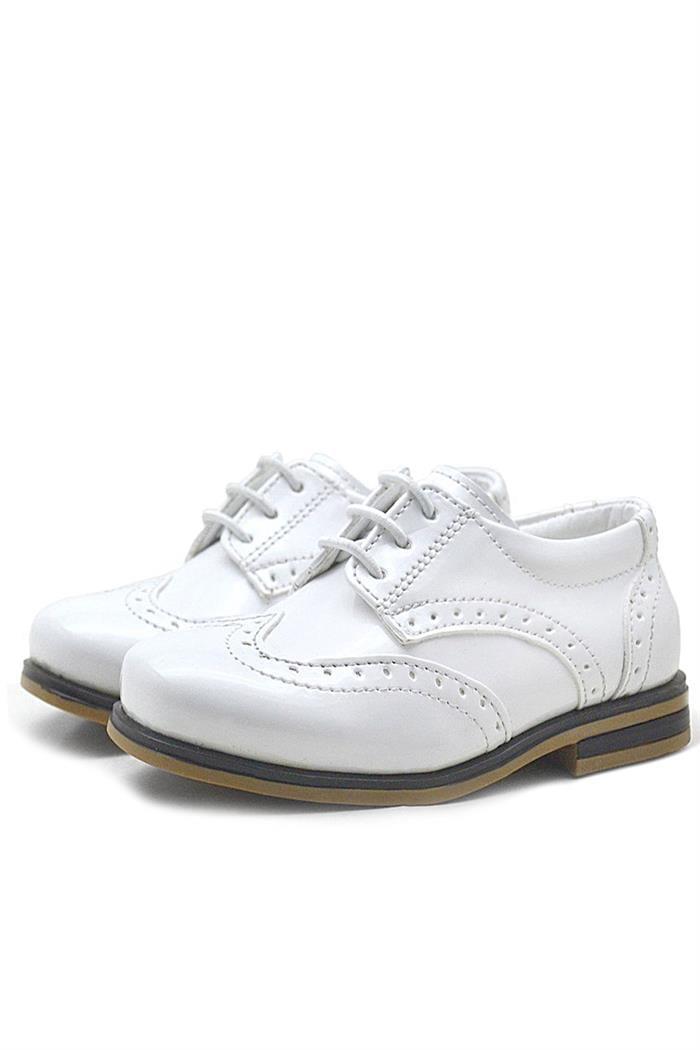 Rakerplus Titan Beyaz Rugan Bağcıklı Klasik Erkek Çocuk Klasik Ayakkabı
