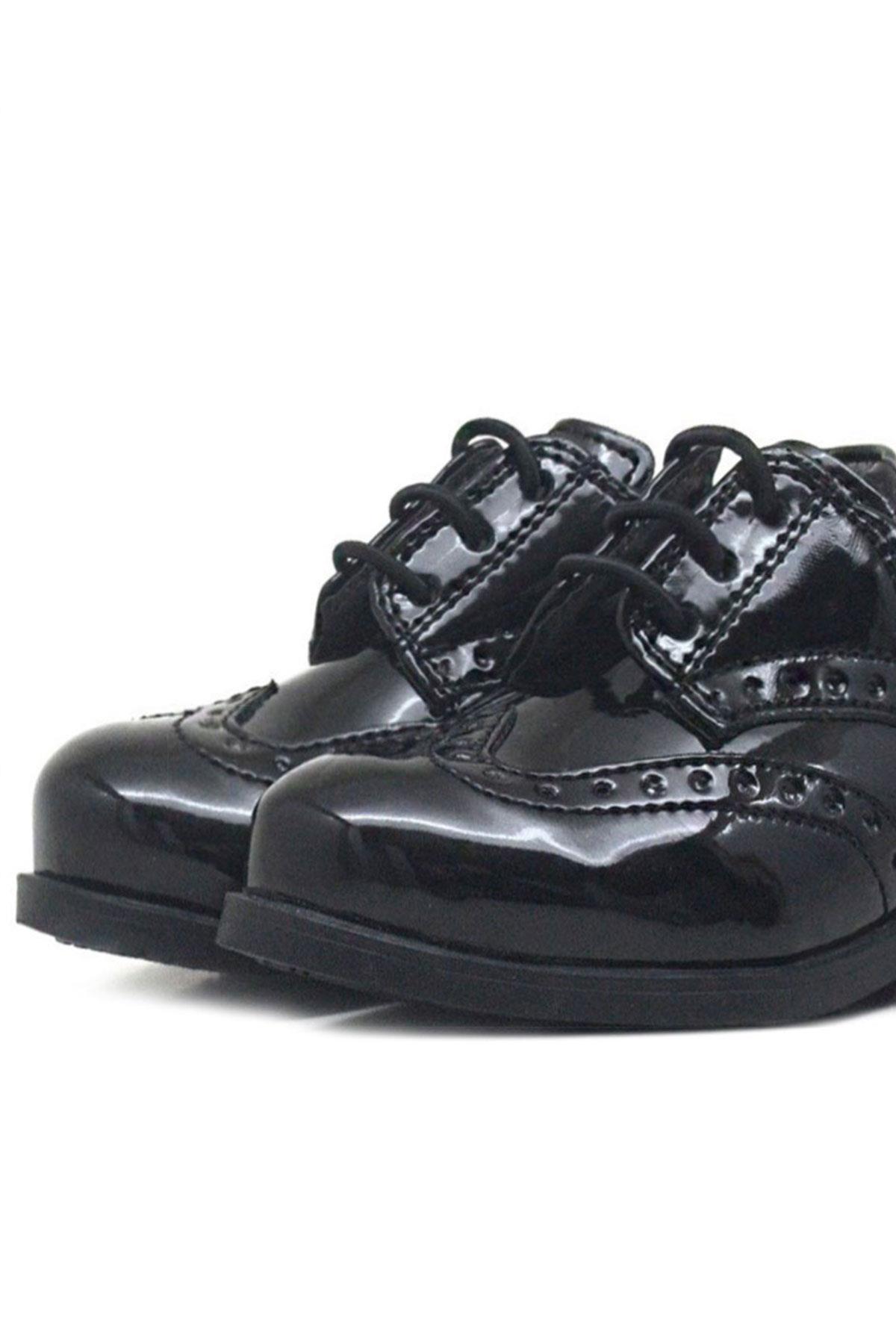 Rakerplus Titan Black Patent Leather Flat Classic Baby Boy Shoes