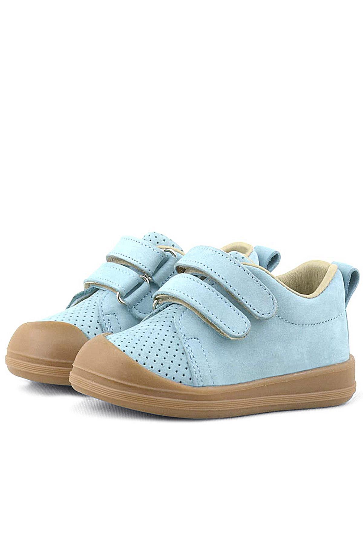 Rakerplus Sonic Hakiki Deri Mavi Cırtlı Anatomik Bebek Spor Ayakkabı Sneaker