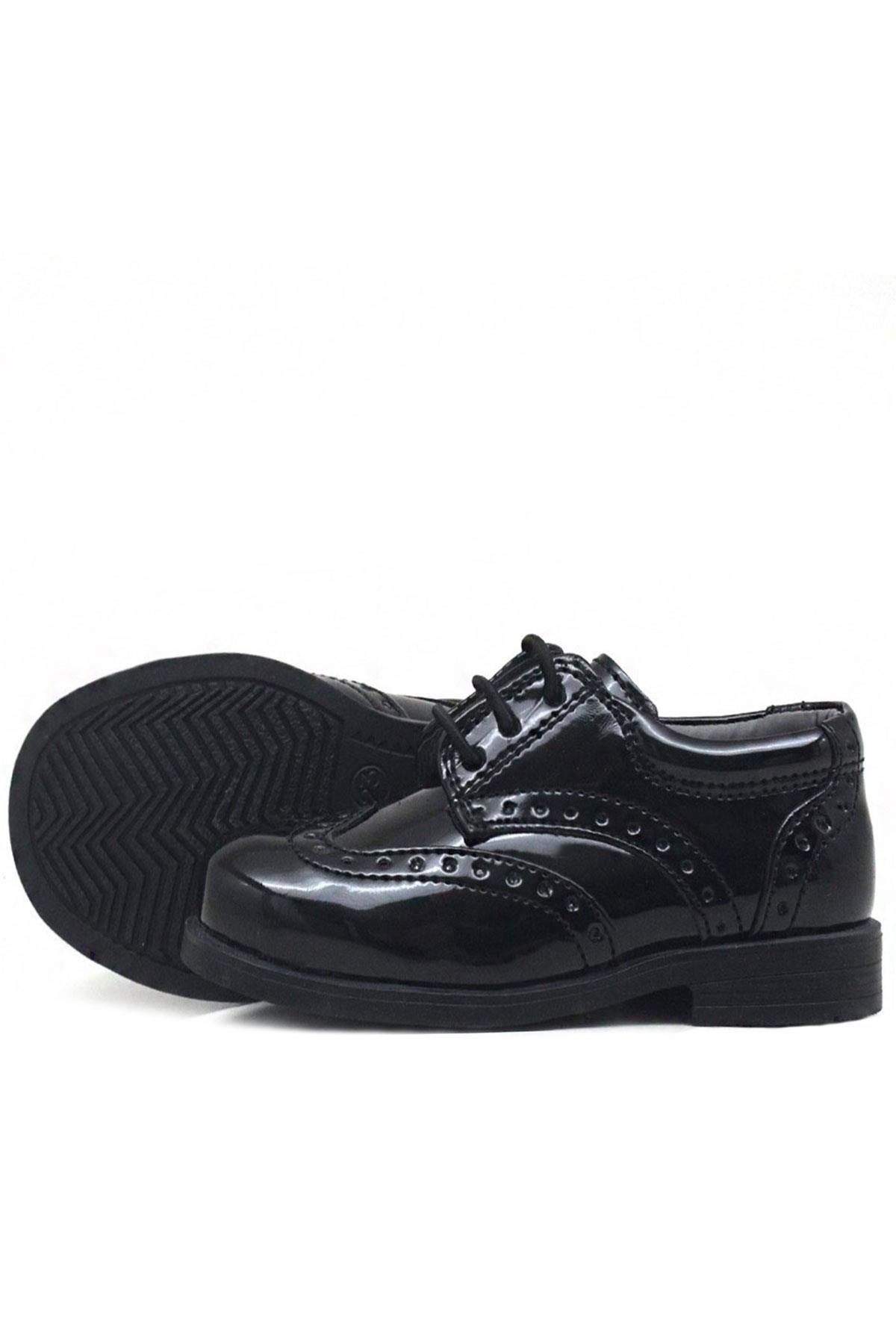 Rakerplus Titan Black Patent Leather Flat Classic Baby Boy Shoes