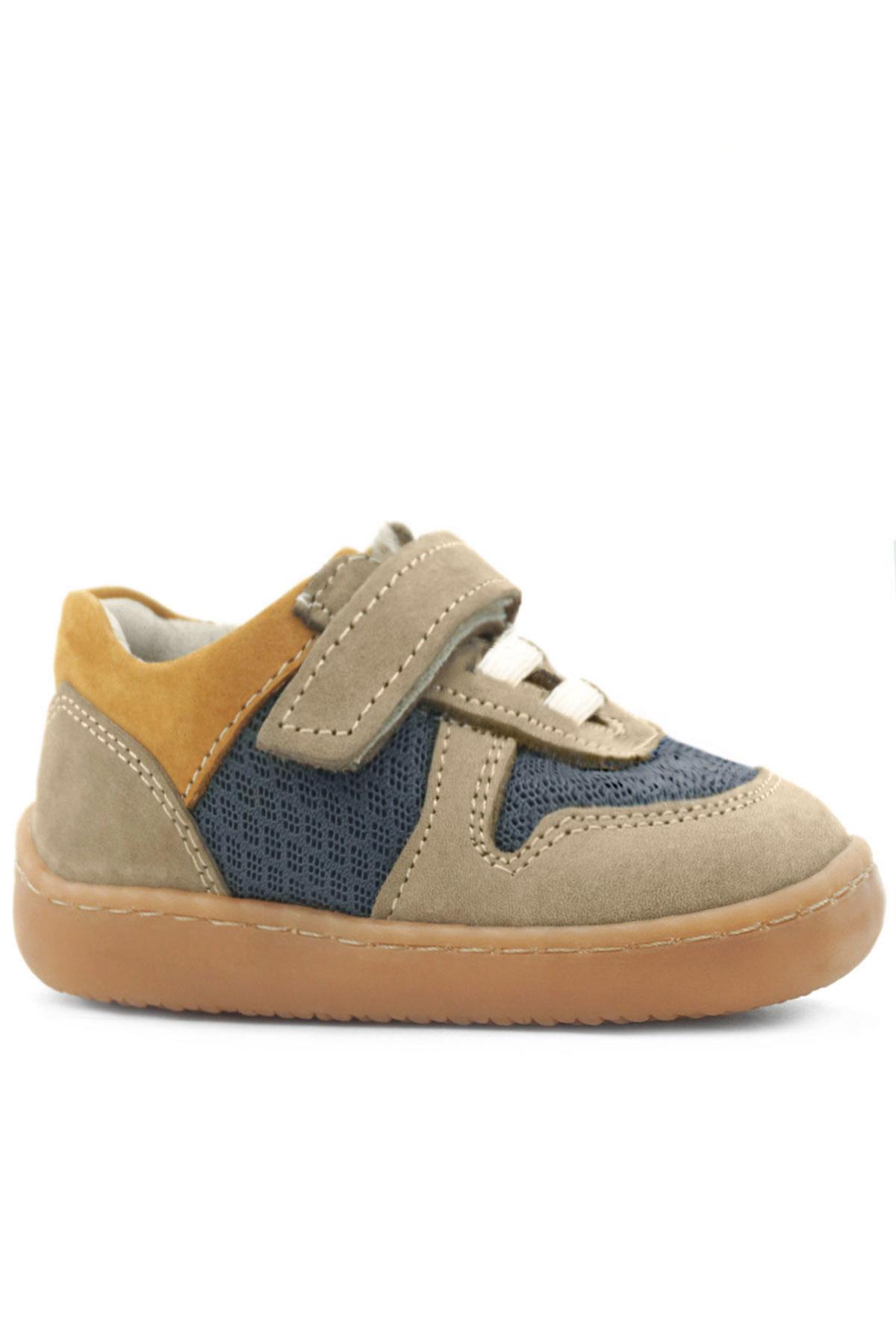 Rakerplus Bob Genuine Leather Sand Color Barefoot Velcro Elastic Baby Sneakers