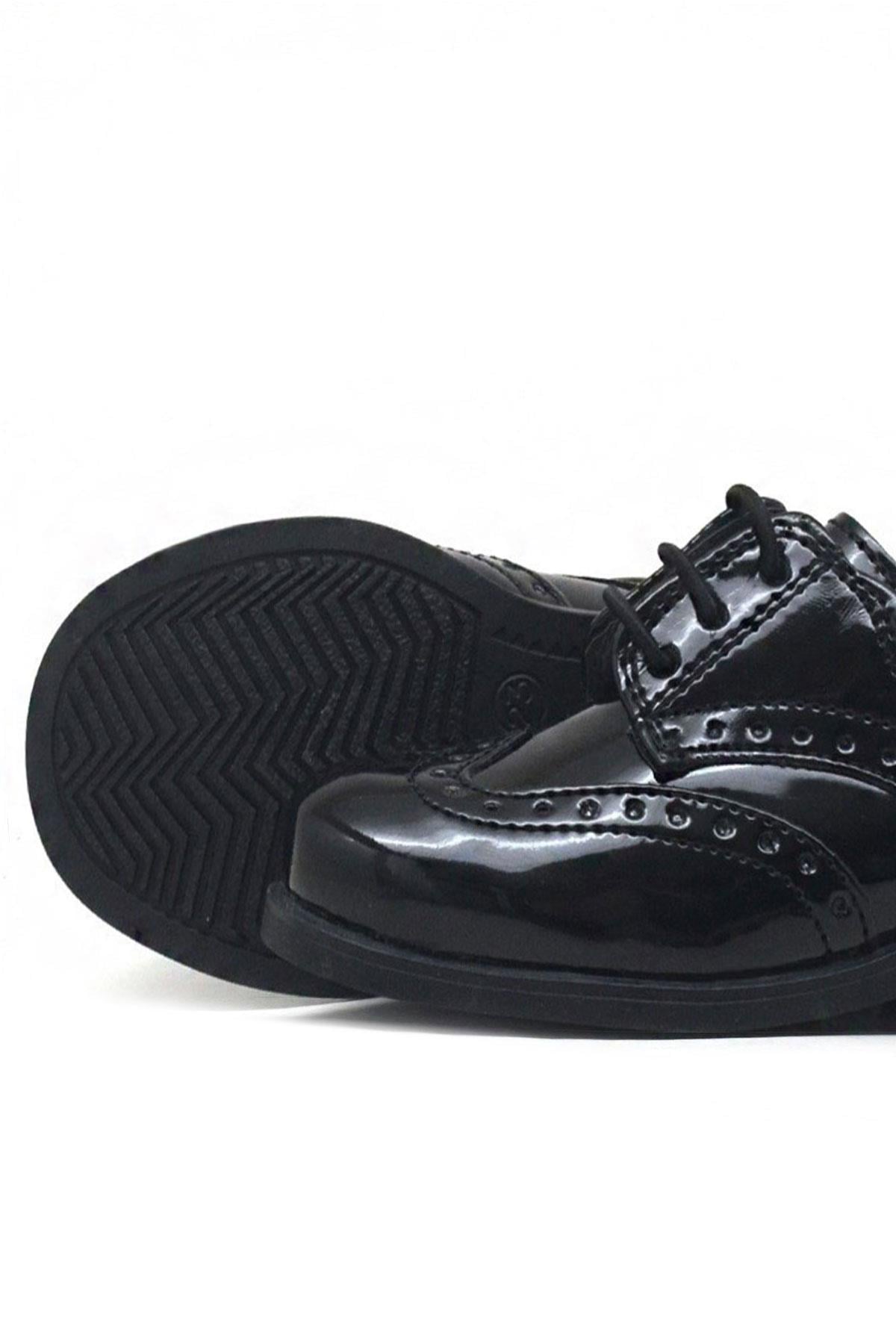Rakerplus Titan Black Patent Leather Flat Classic Baby Boy Shoes