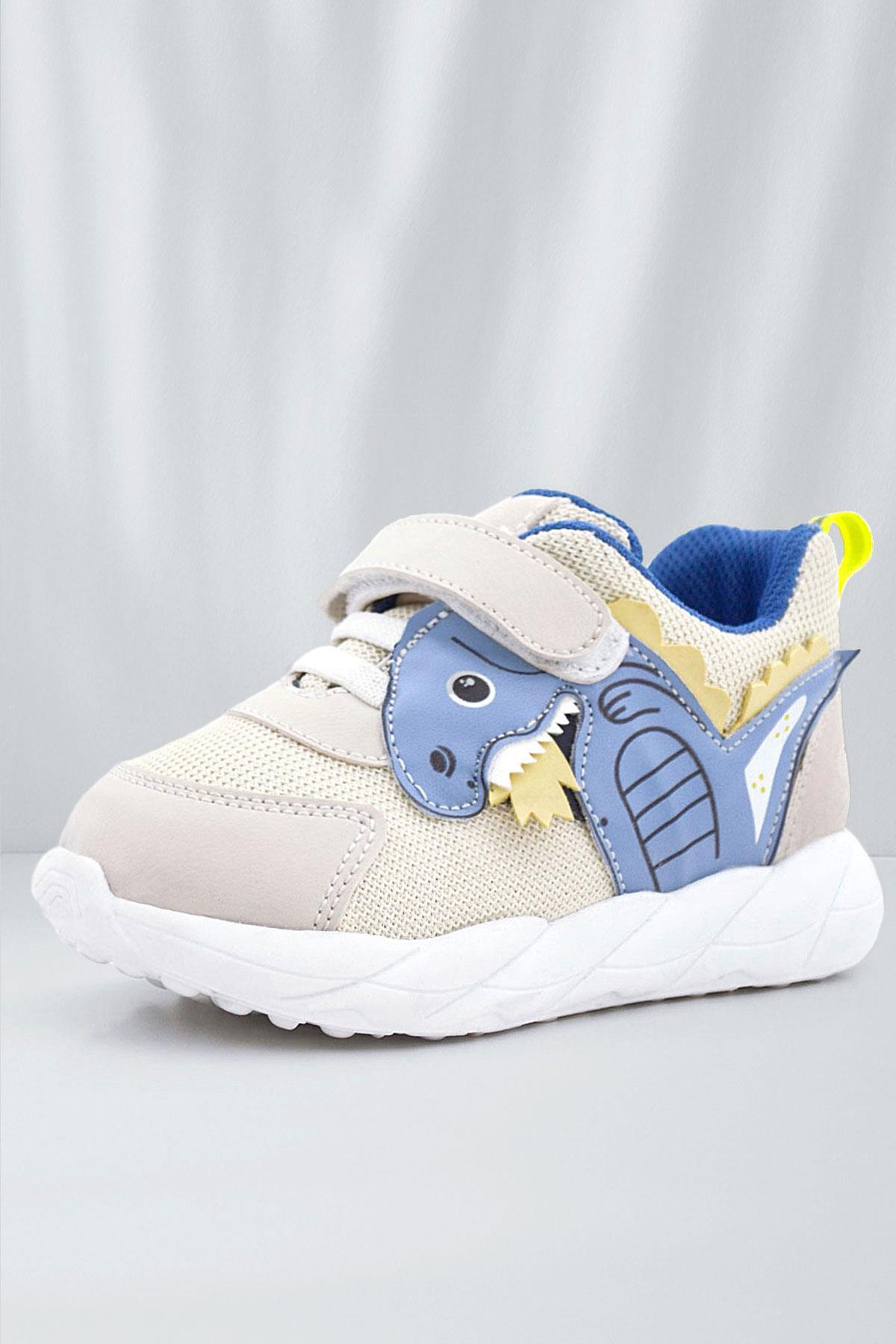 Rakerplus Barefoot Cream Dinosaur Velcro Elastic Children's Sports Shoes