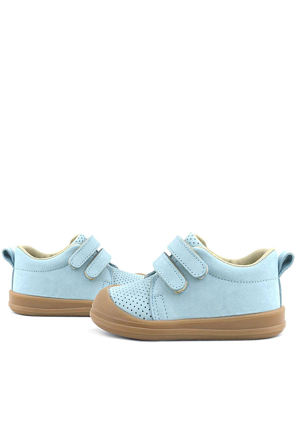 Rakerplus Sonic Hakiki Deri Mavi Cırtlı Anatomik Bebek Spor Ayakkabı Sneaker