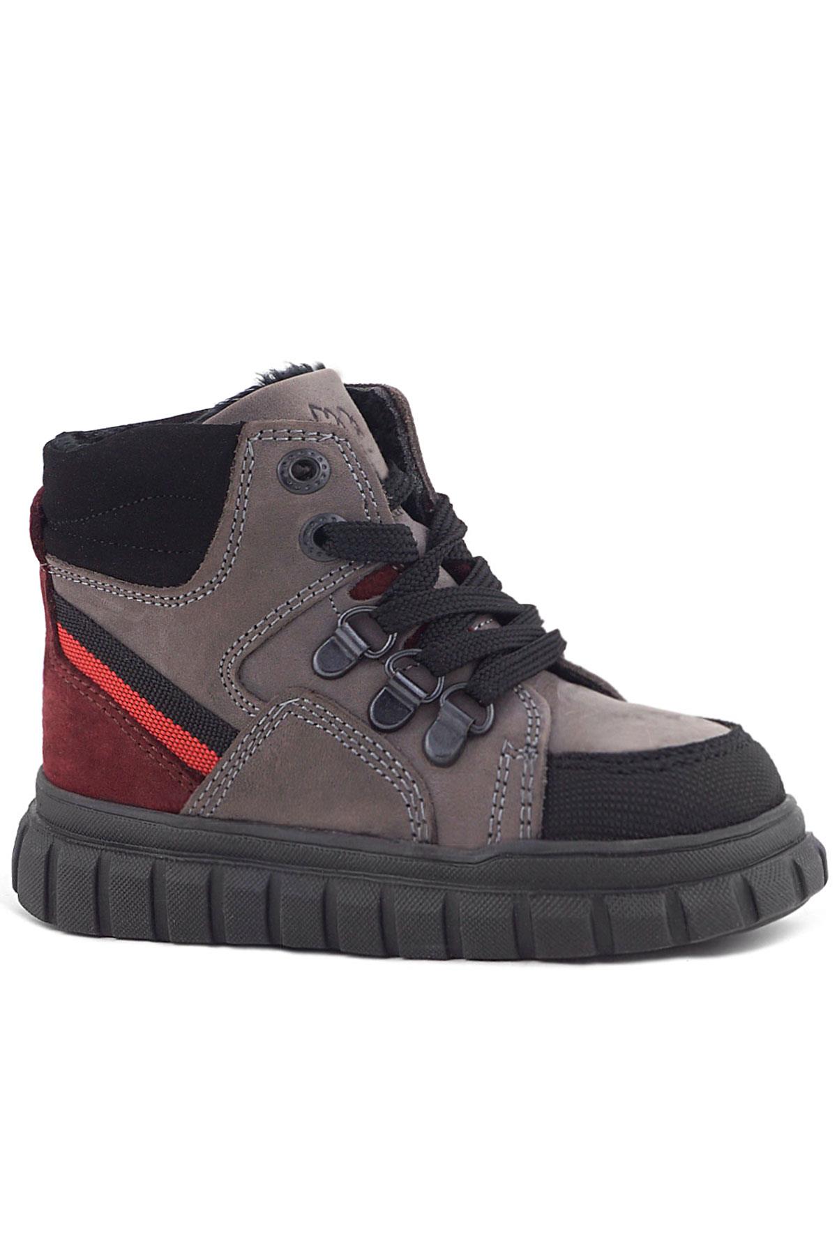 Rakerplus Hakiki Deri Gri Siyah Fermuarlı Erkek Bebek Bot