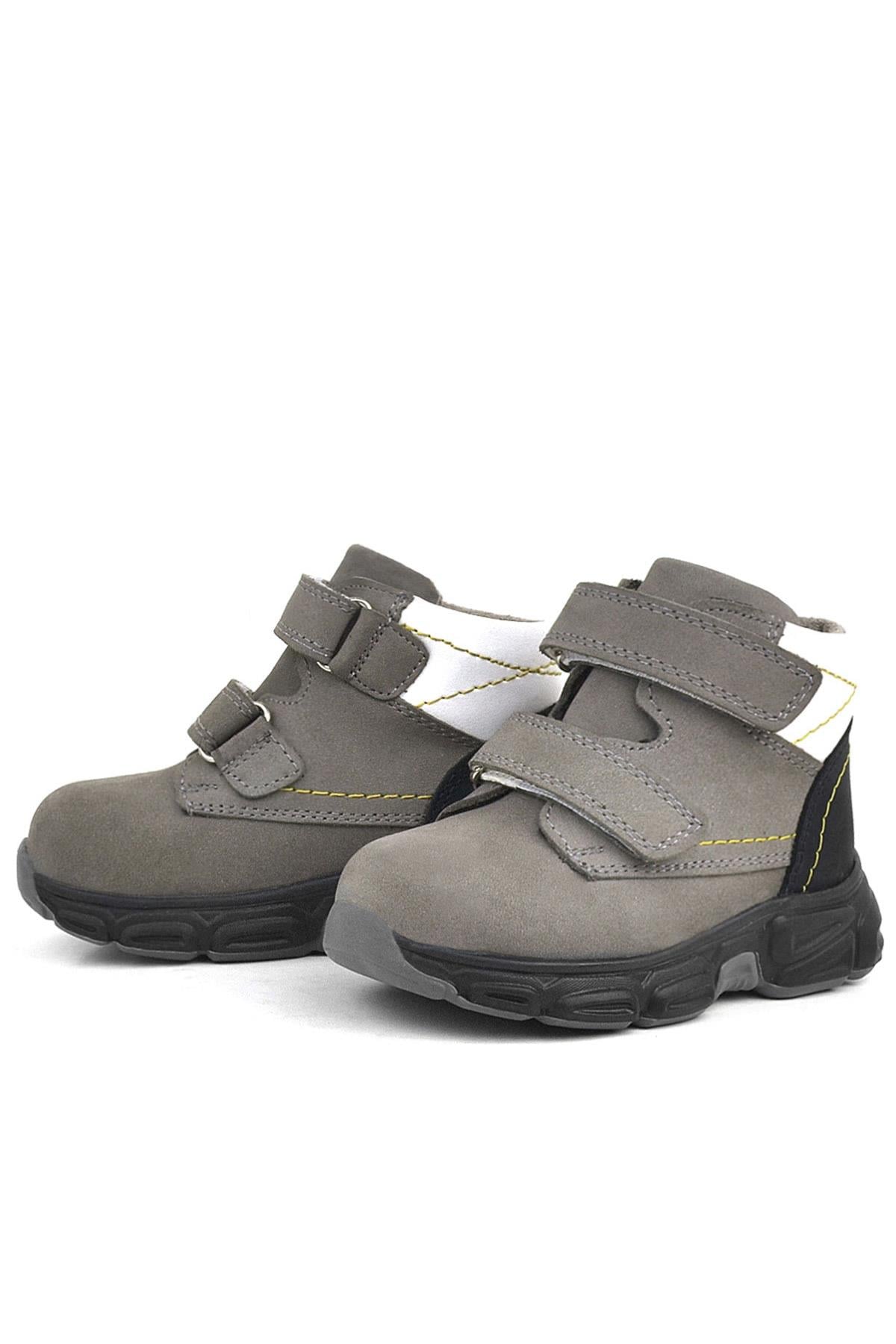 Rakerplus Genuine Leather Gray Nubuck Babies Sports Boots Shoes