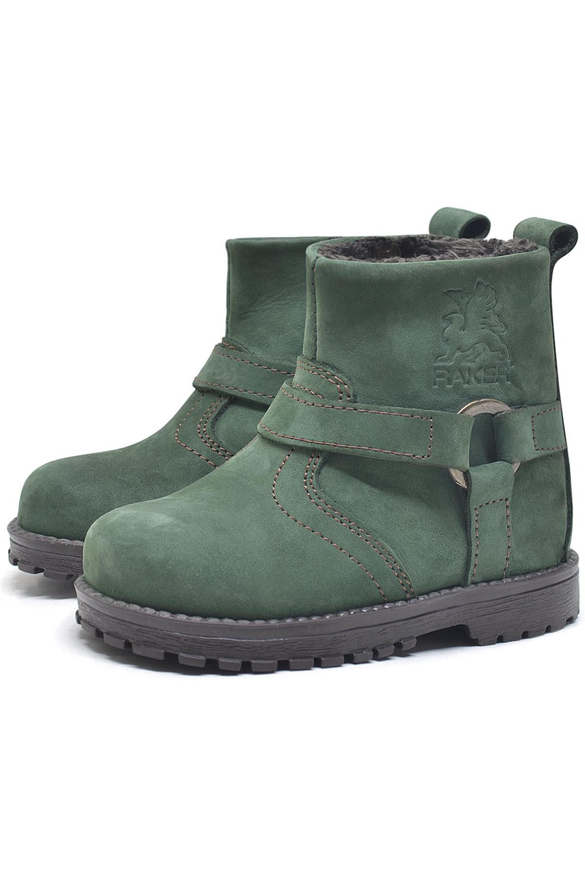 Rakerplus Zippered Genuine Leather Chiron Green Unisex Baby Boots