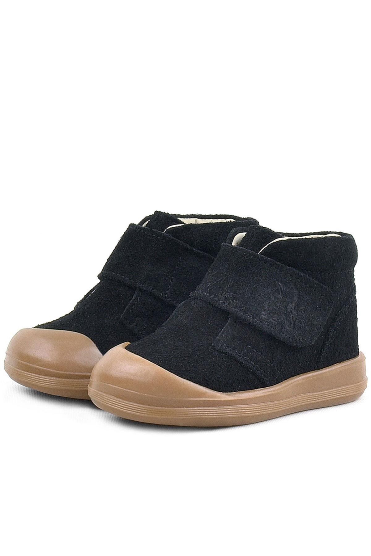 Rakerplus Yoohoo Hakiki Deri Siyah Cırtlı Unisex Bebek Bot