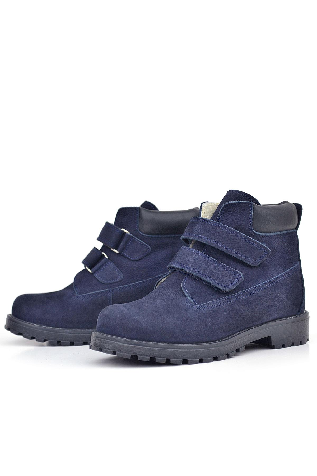 Rakerplus Neson Genuine Leather Navy Blue Nubuck Furry Banded Babies Boots