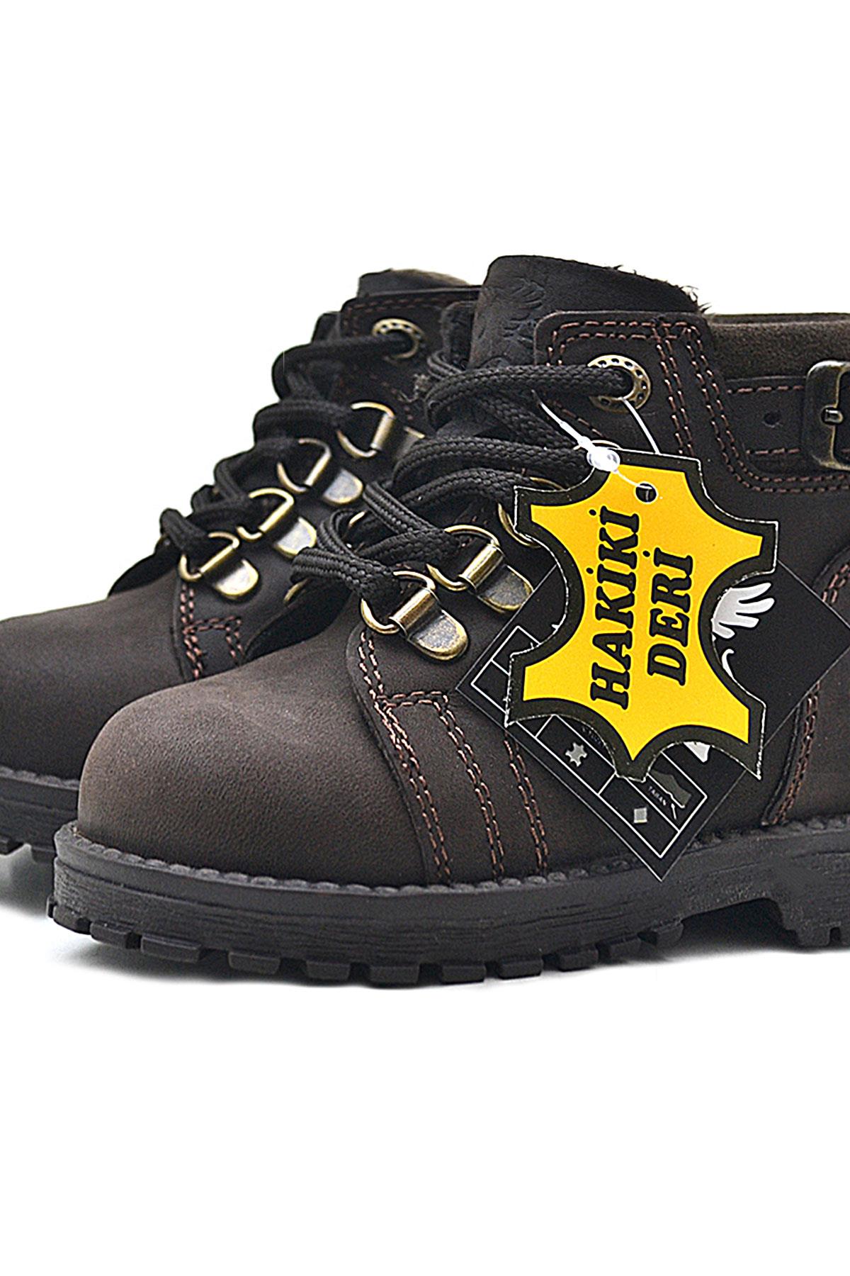 Rakerplus Griffon Hakiki Deri Fermuarlı Kışlık Çocuk Bot