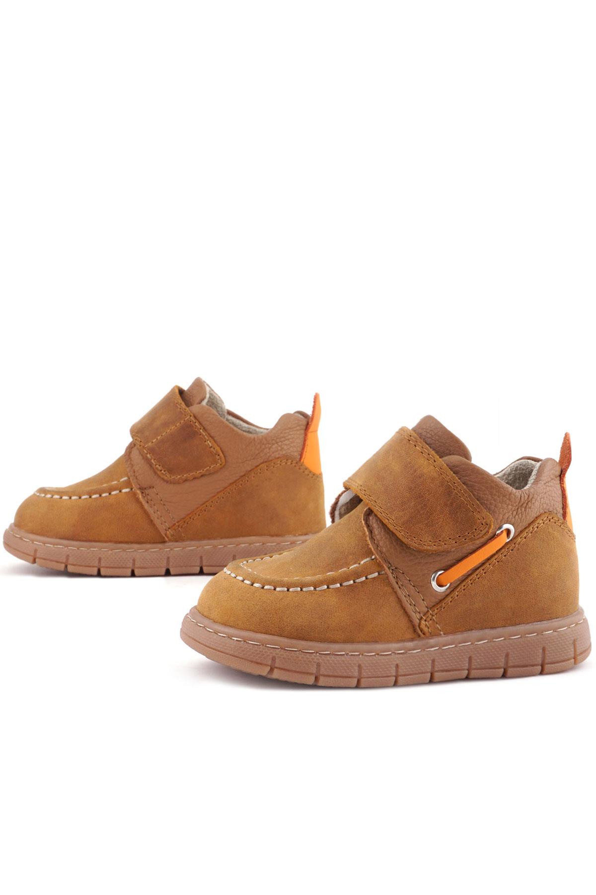 Rakerplus Hakiki Deri Taba Turuncu Cırt Cırtlı Bebek Bot